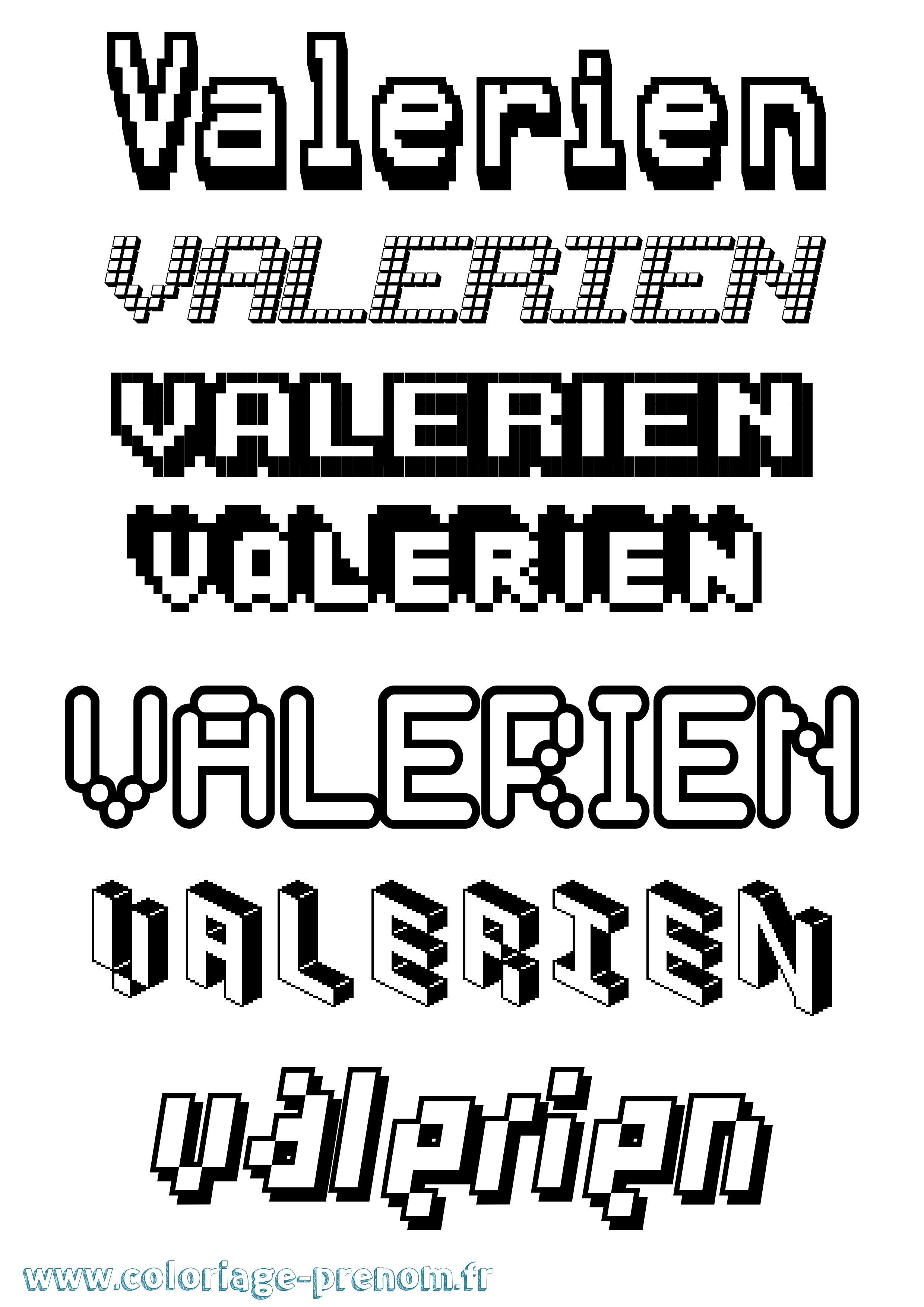 Coloriage Valerien Pixel Coloriage prénom Valerien Pixel