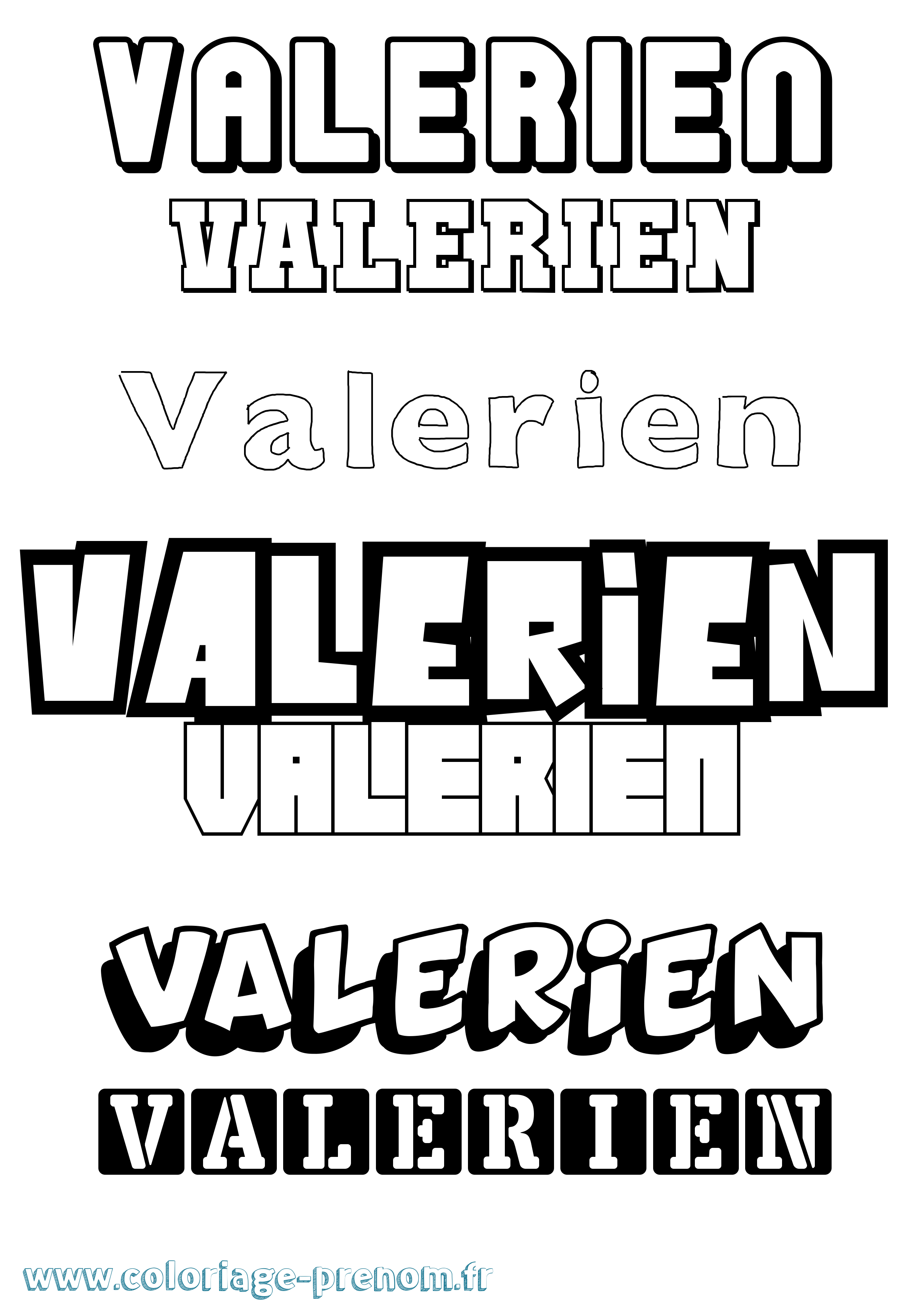 Coloriage Valerien Simple Coloriage prénom Valerien Simple