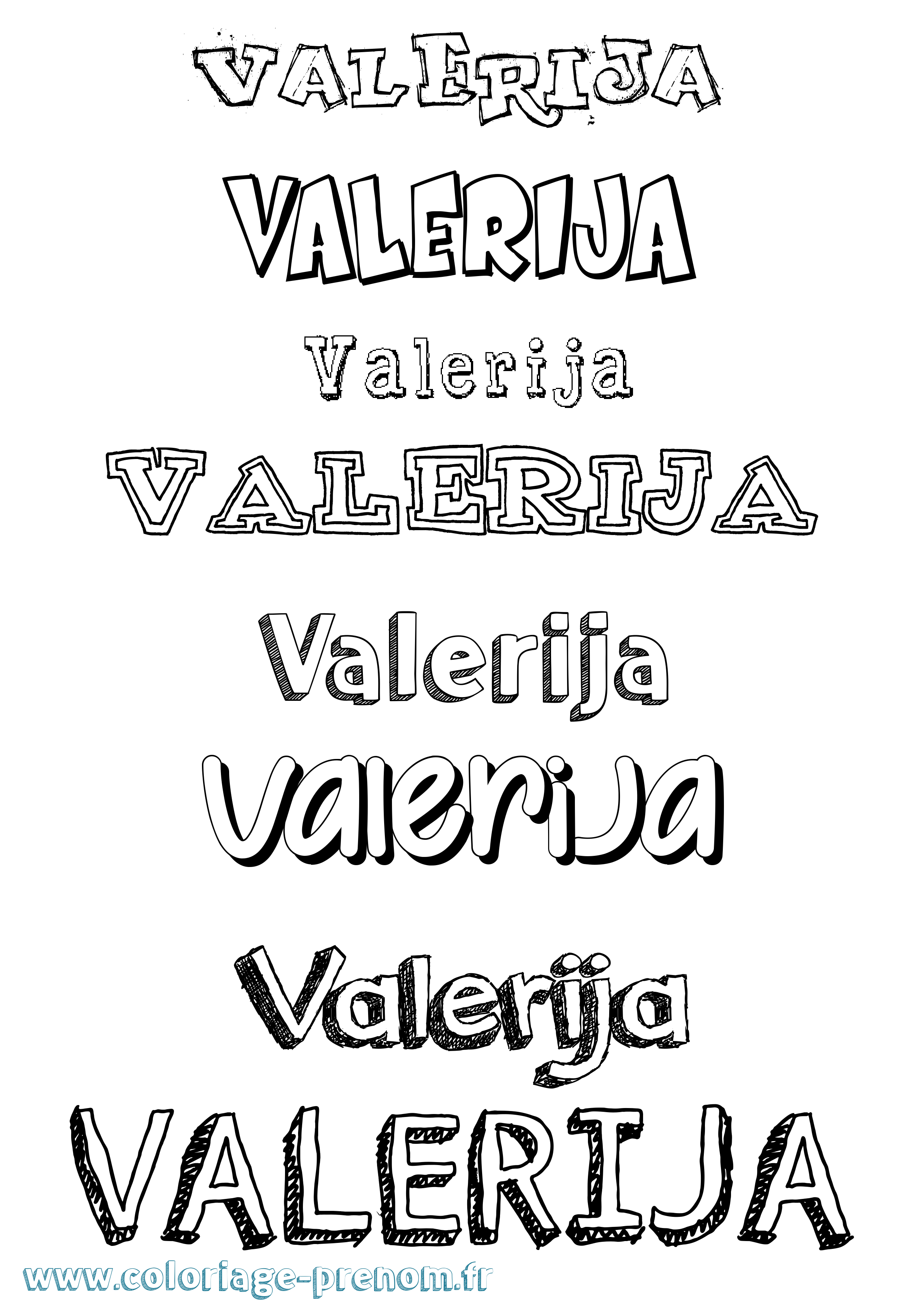 Coloriage prénom Valerija Dessiné