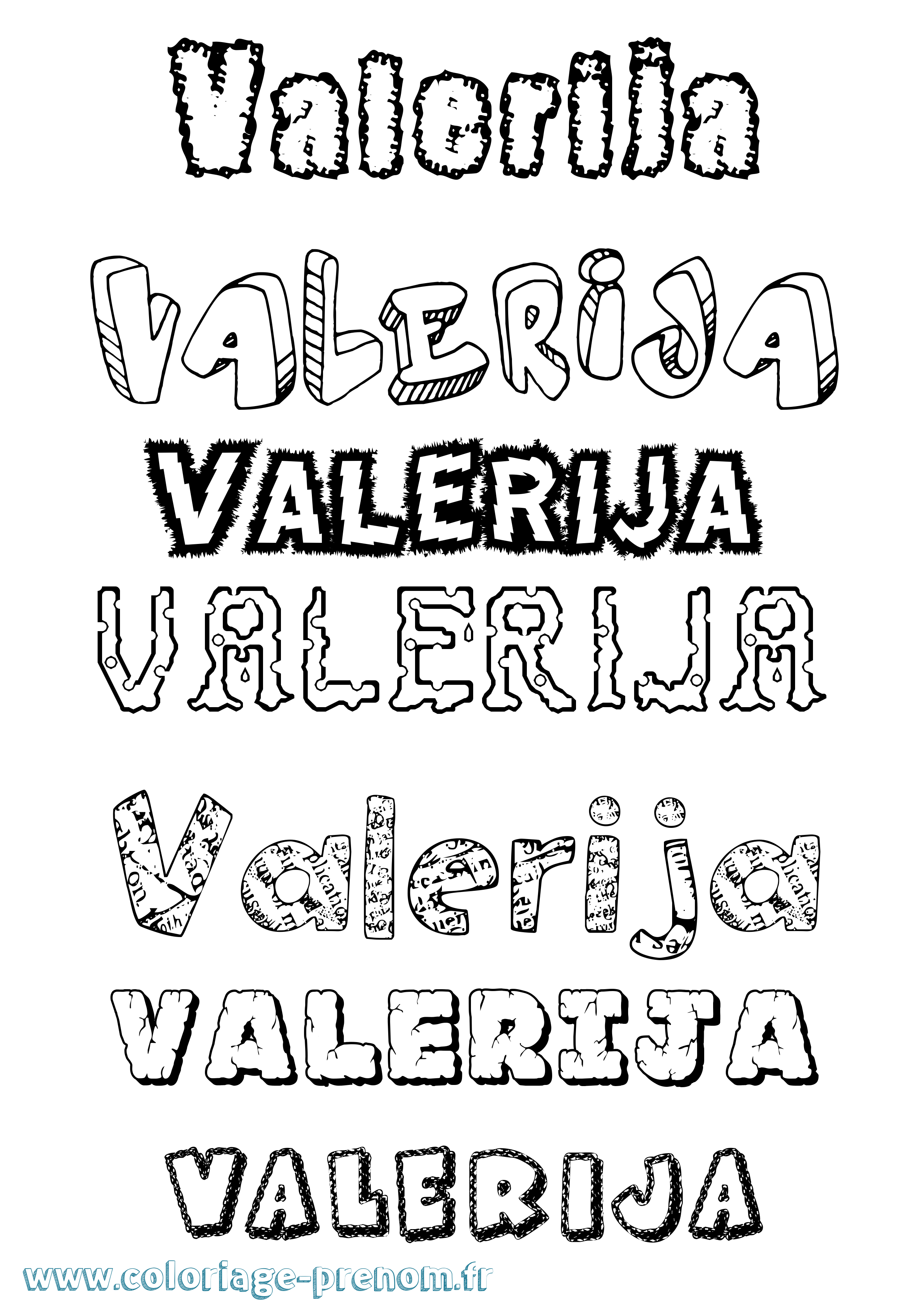Coloriage prénom Valerija Destructuré