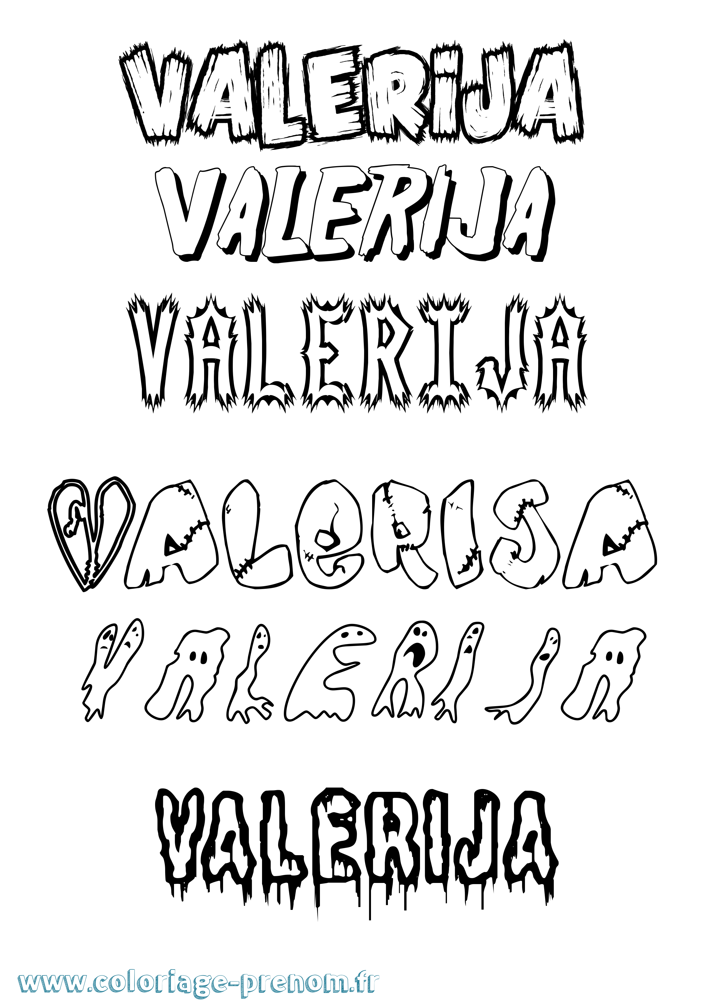 Coloriage prénom Valerija Frisson