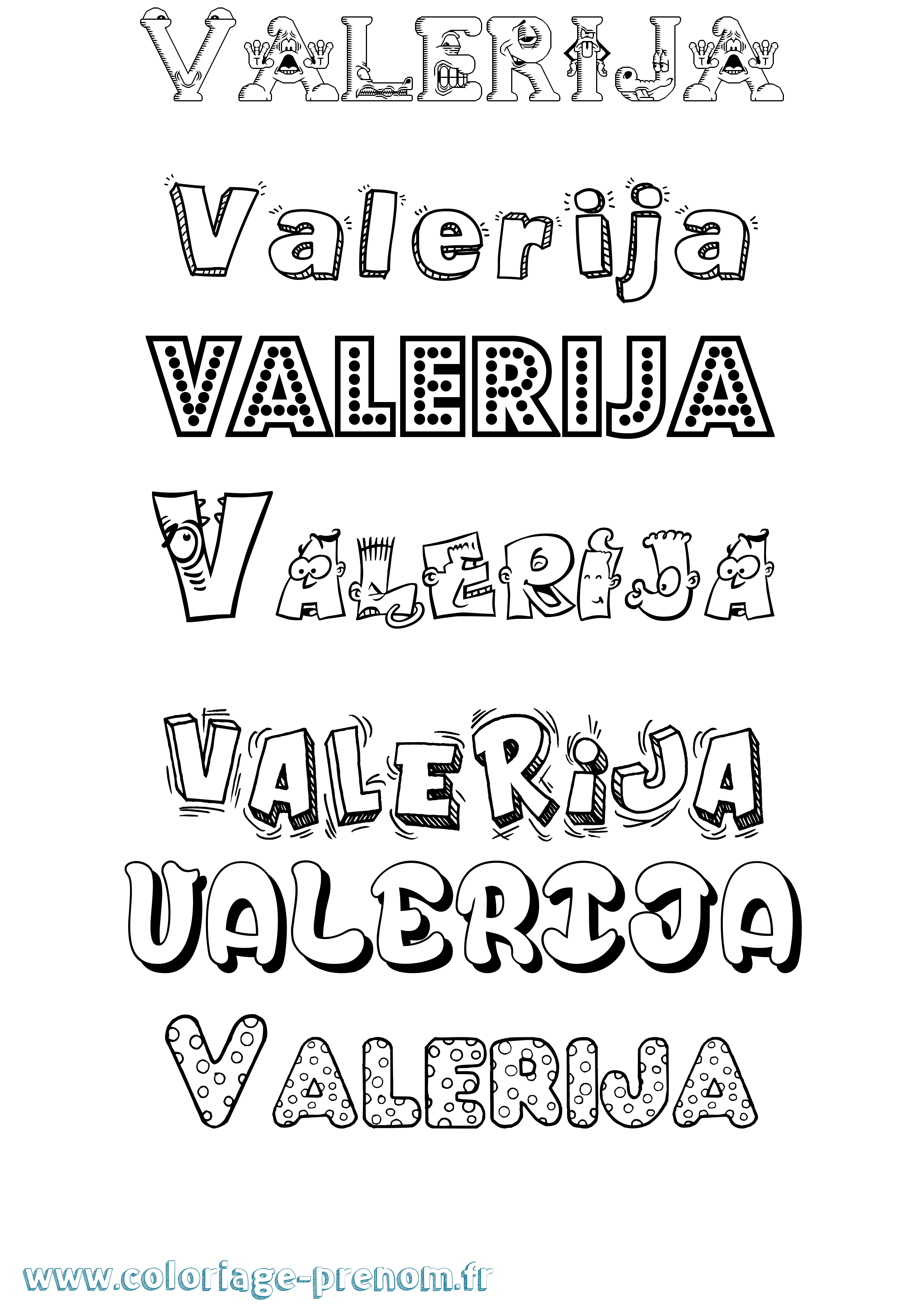 Coloriage prénom Valerija Fun
