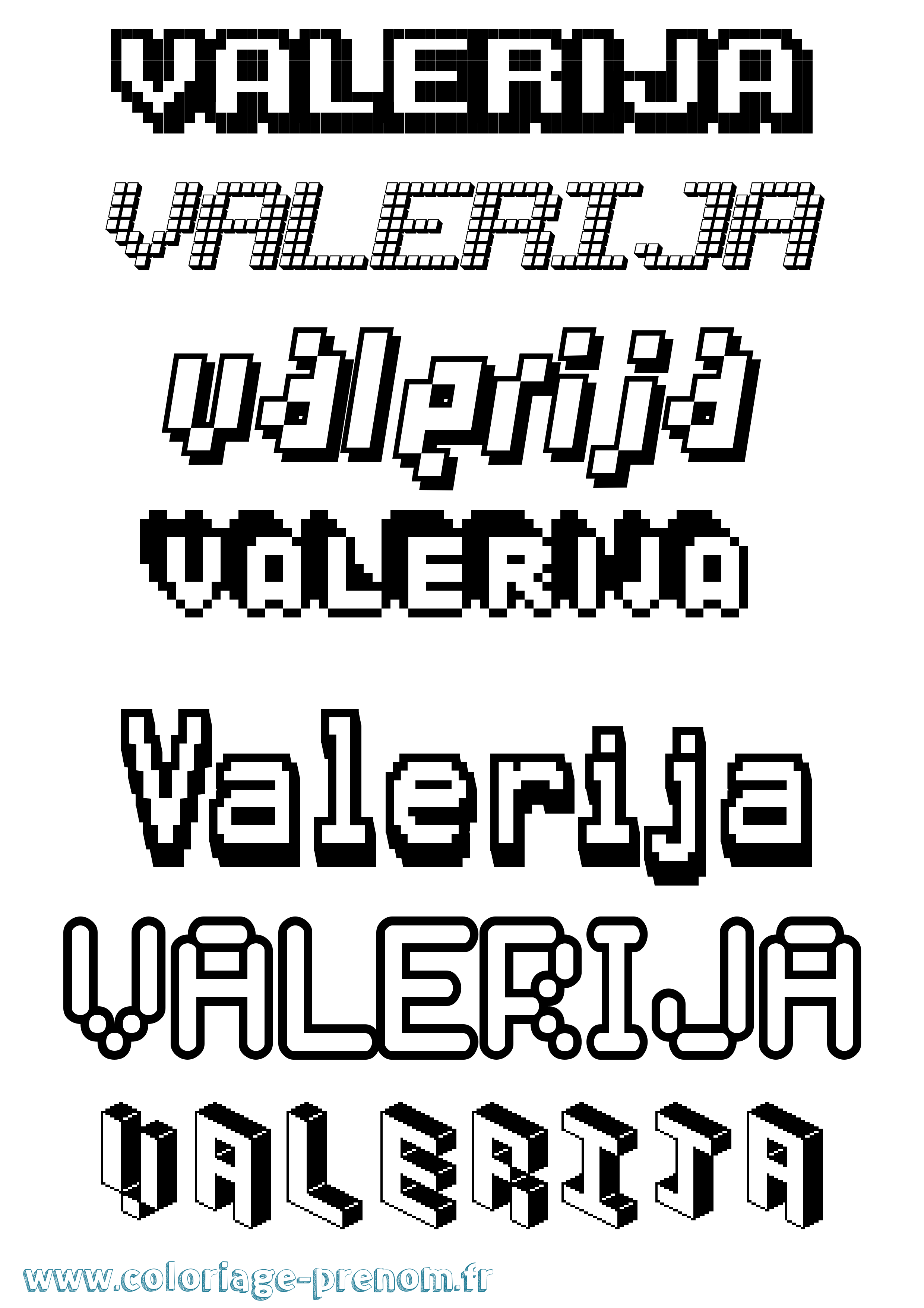 Coloriage prénom Valerija Pixel