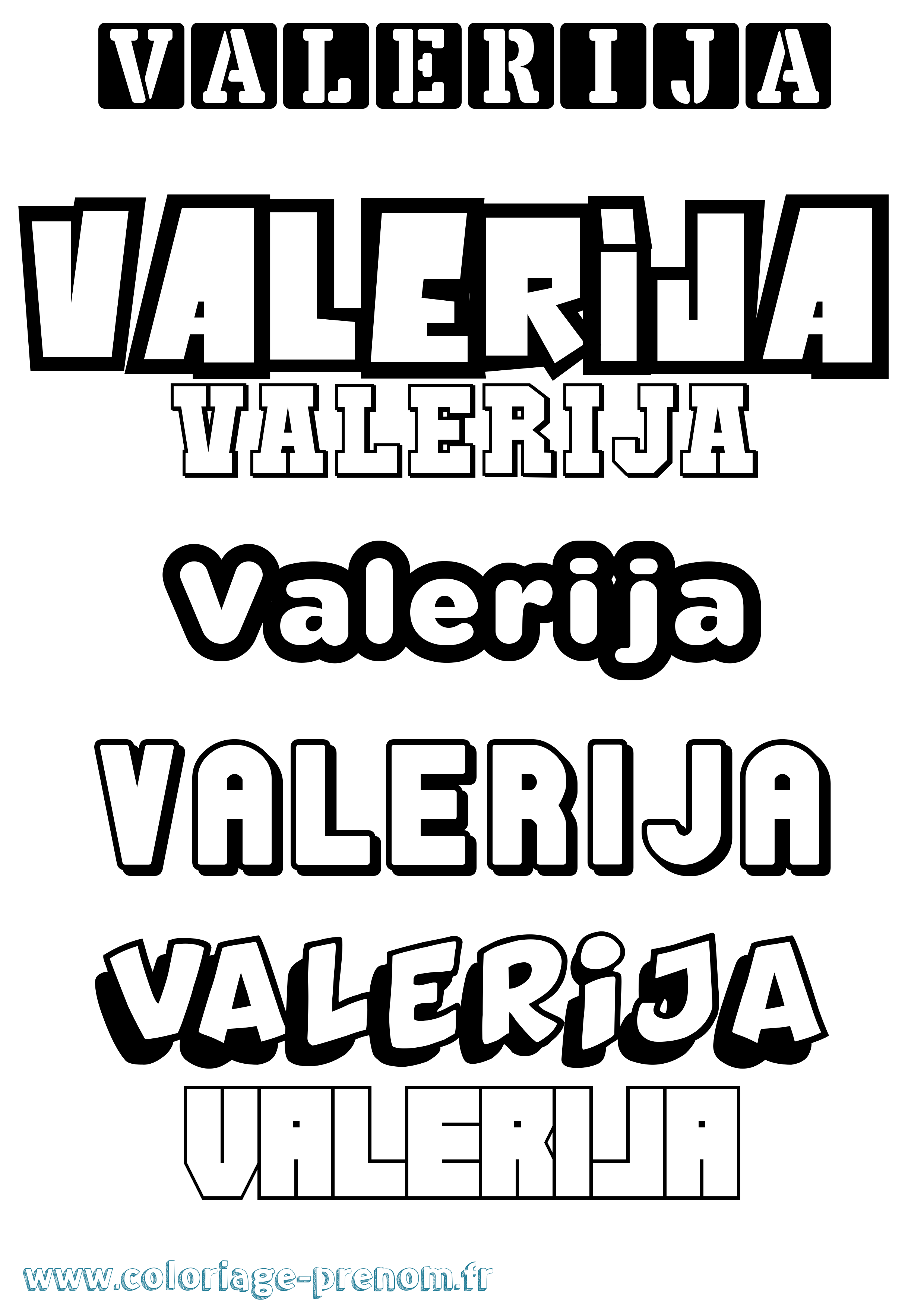 Coloriage prénom Valerija Simple