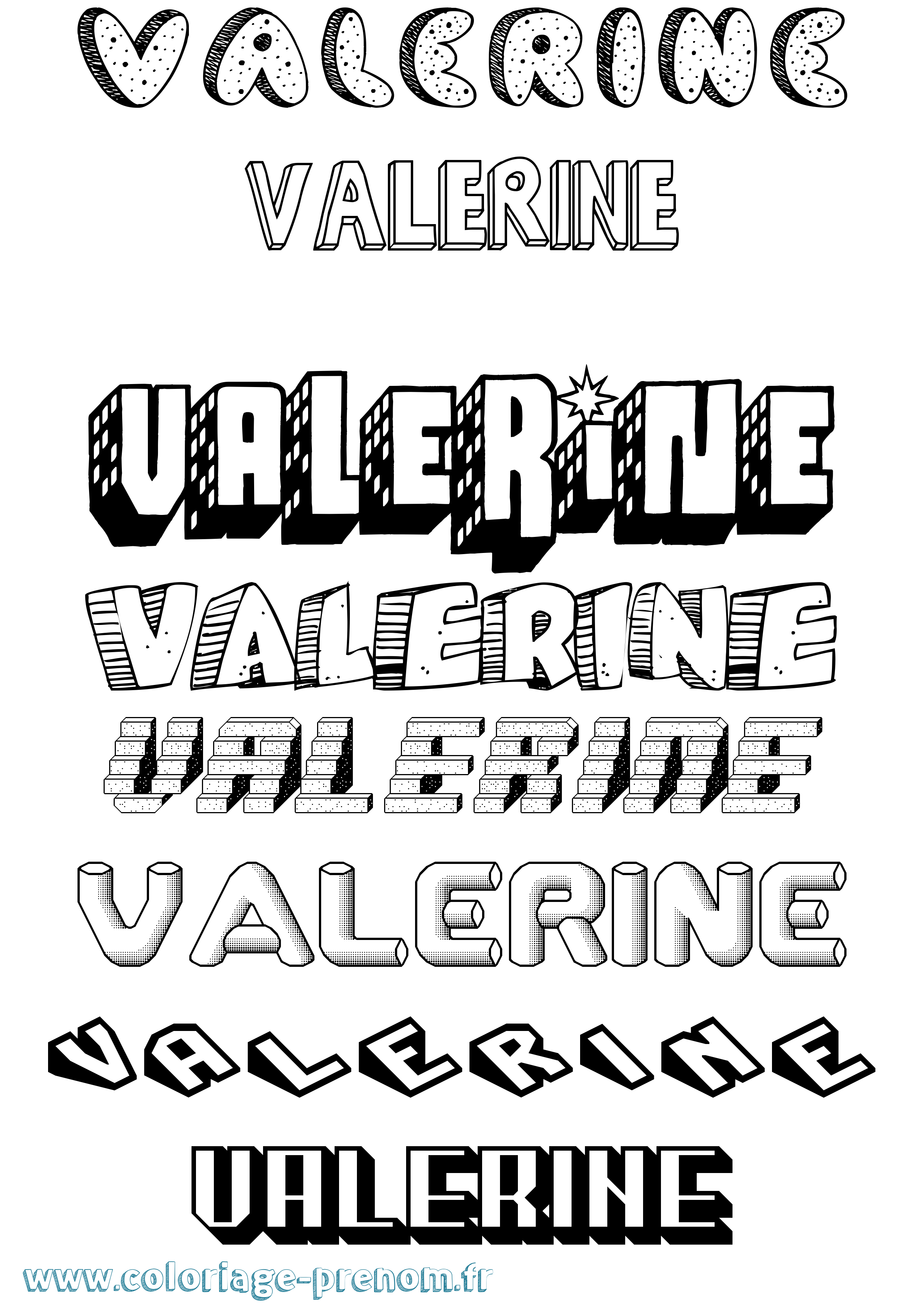 Coloriage Valerine Effet 3D Coloriage prénom Valerine Effet 3D