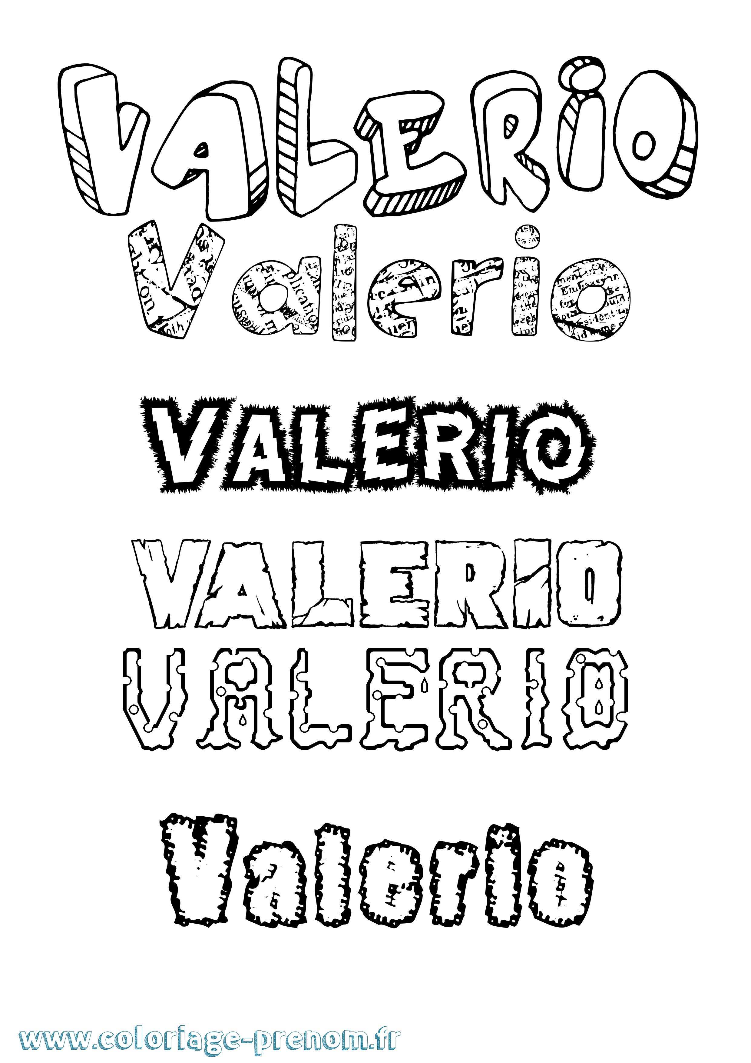 Coloriage prénom Valerio Destructuré