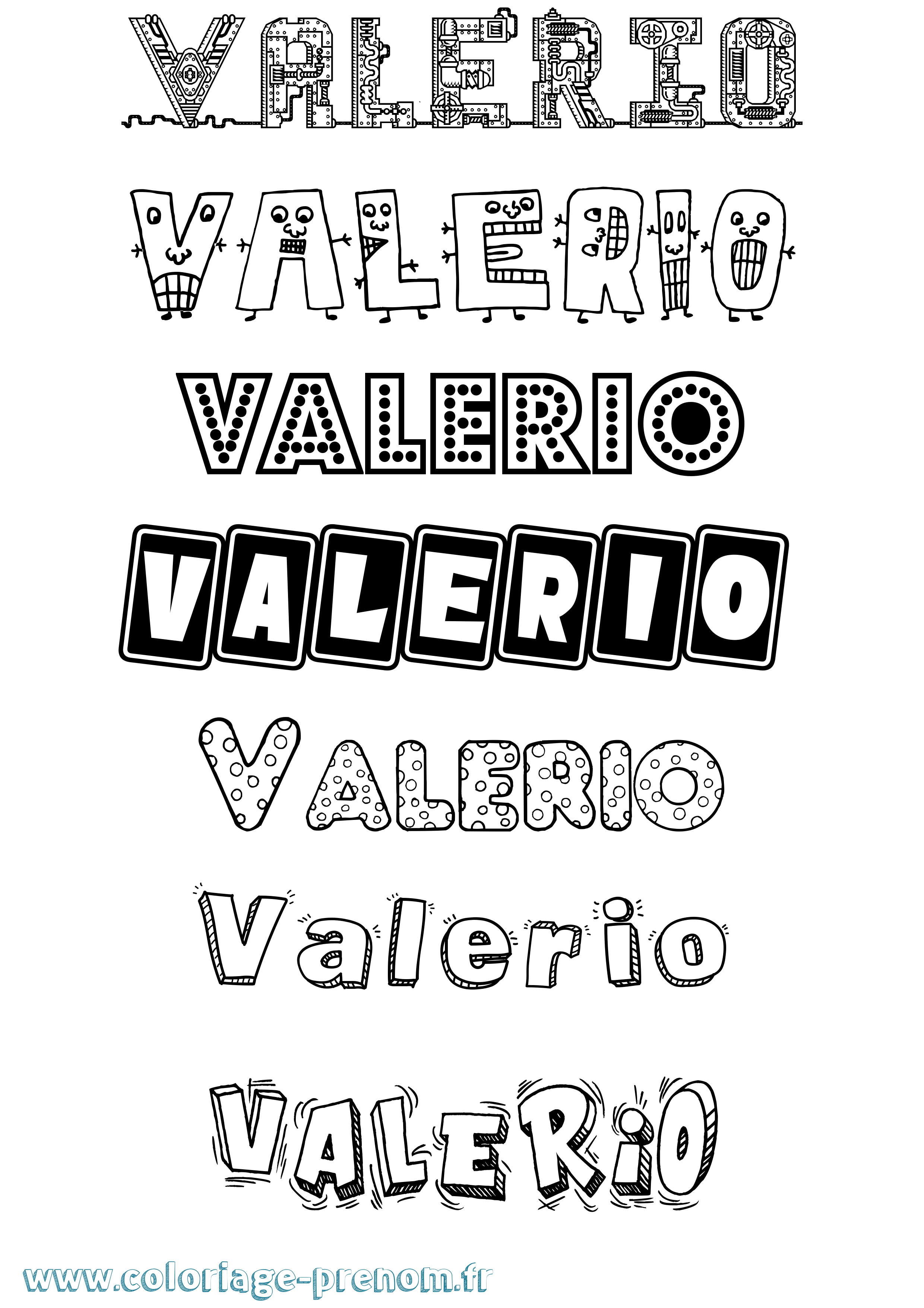 Coloriage prénom Valerio Fun
