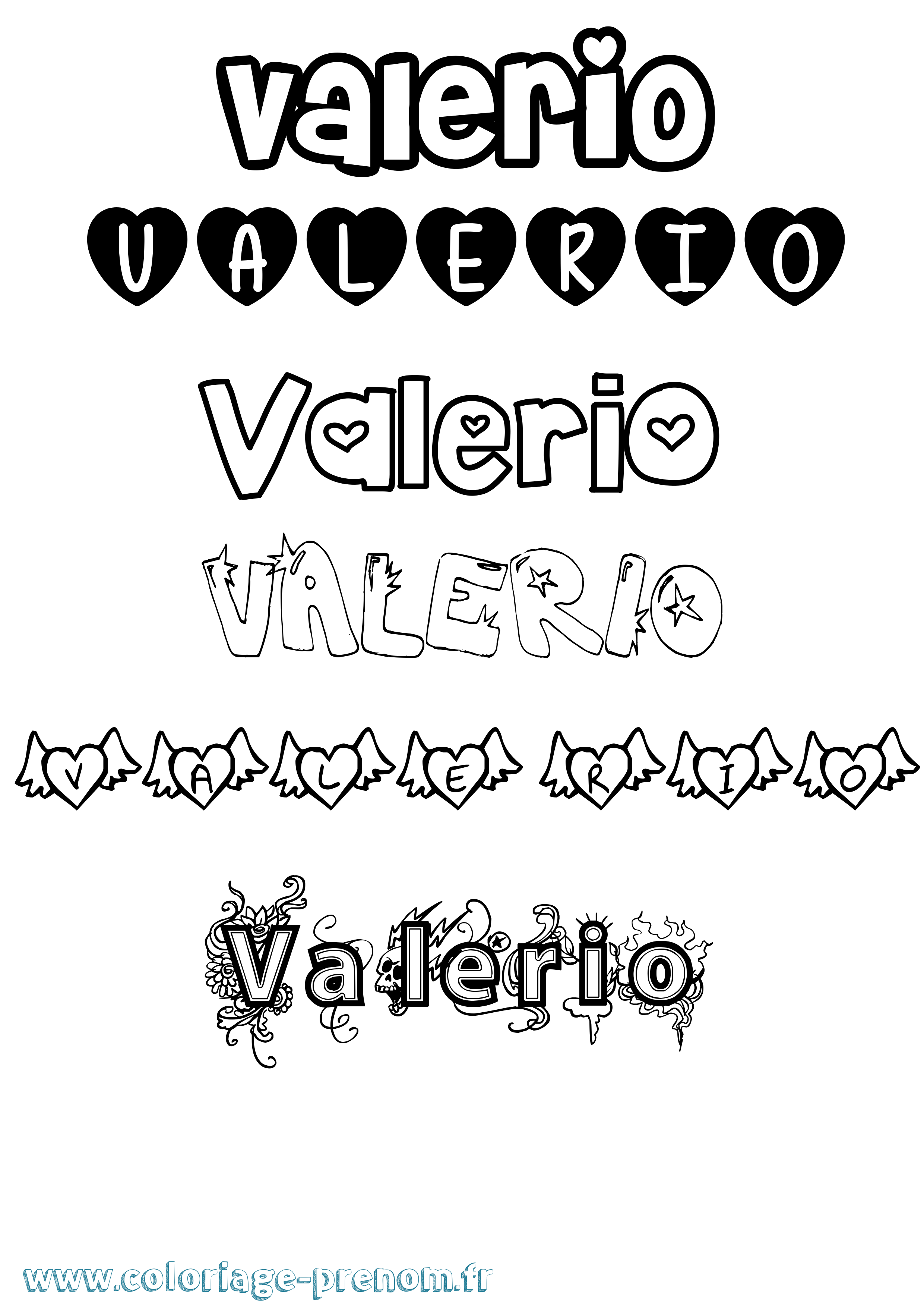 Coloriage prénom Valerio Girly