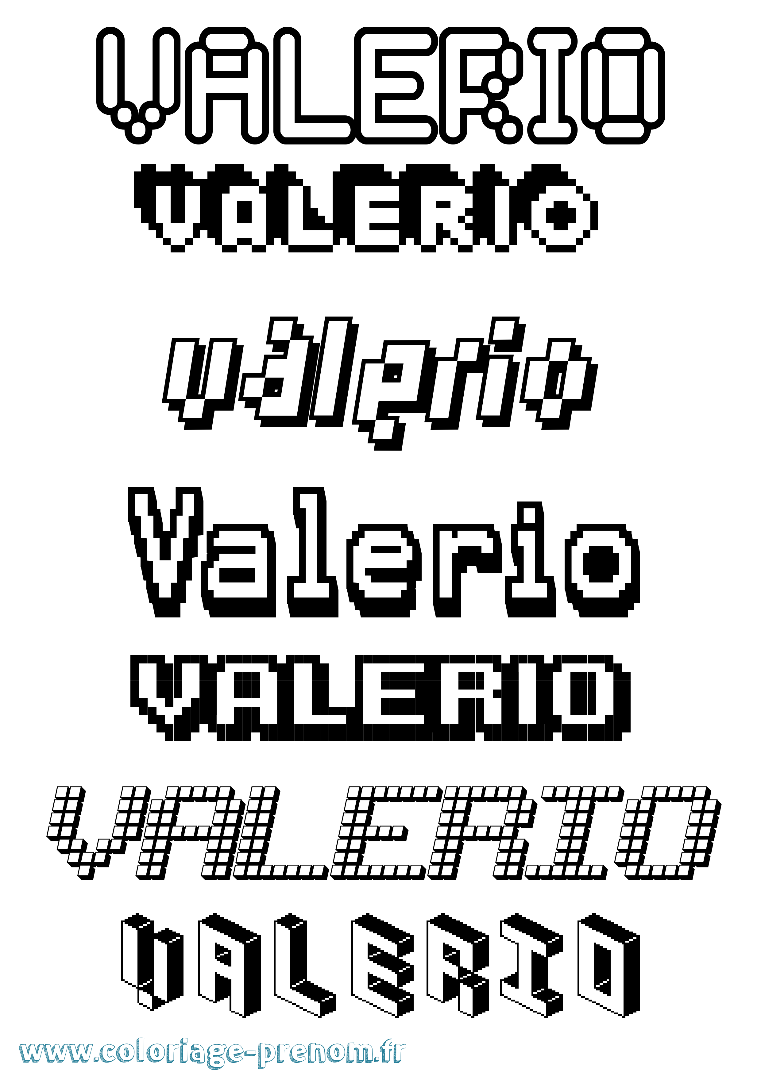 Coloriage prénom Valerio Pixel