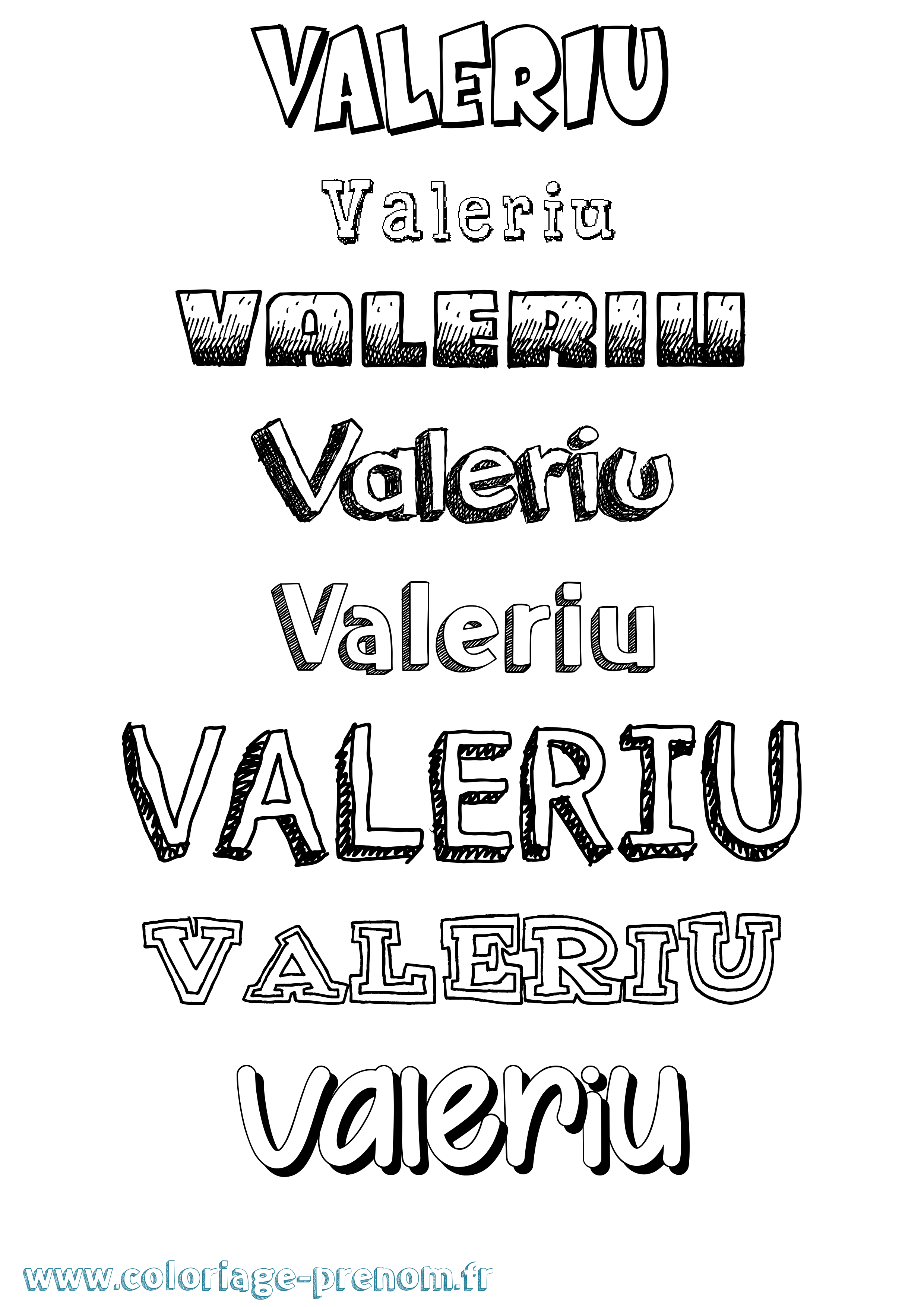 Coloriage prénom Valeriu Dessiné