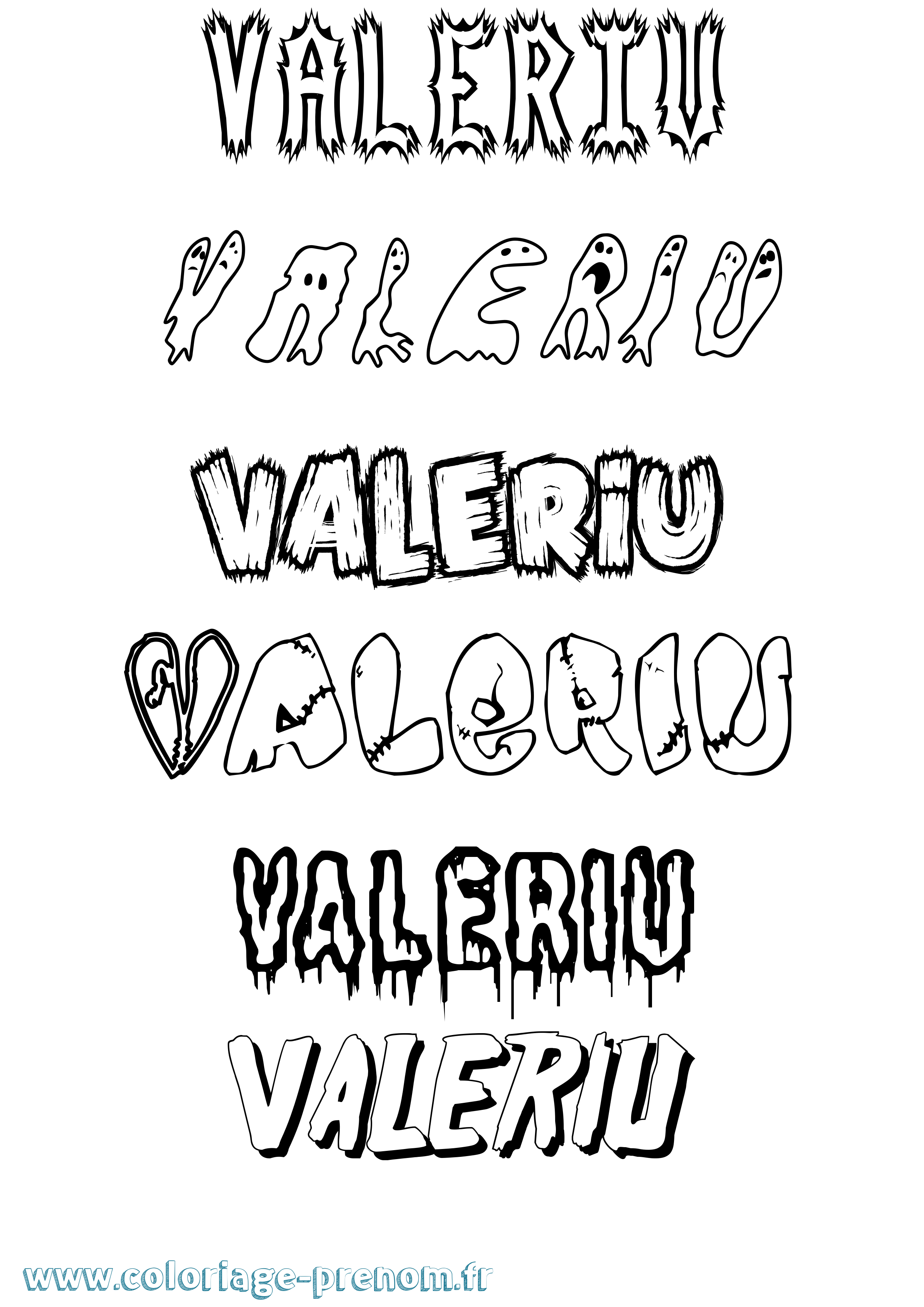 Coloriage prénom Valeriu Frisson