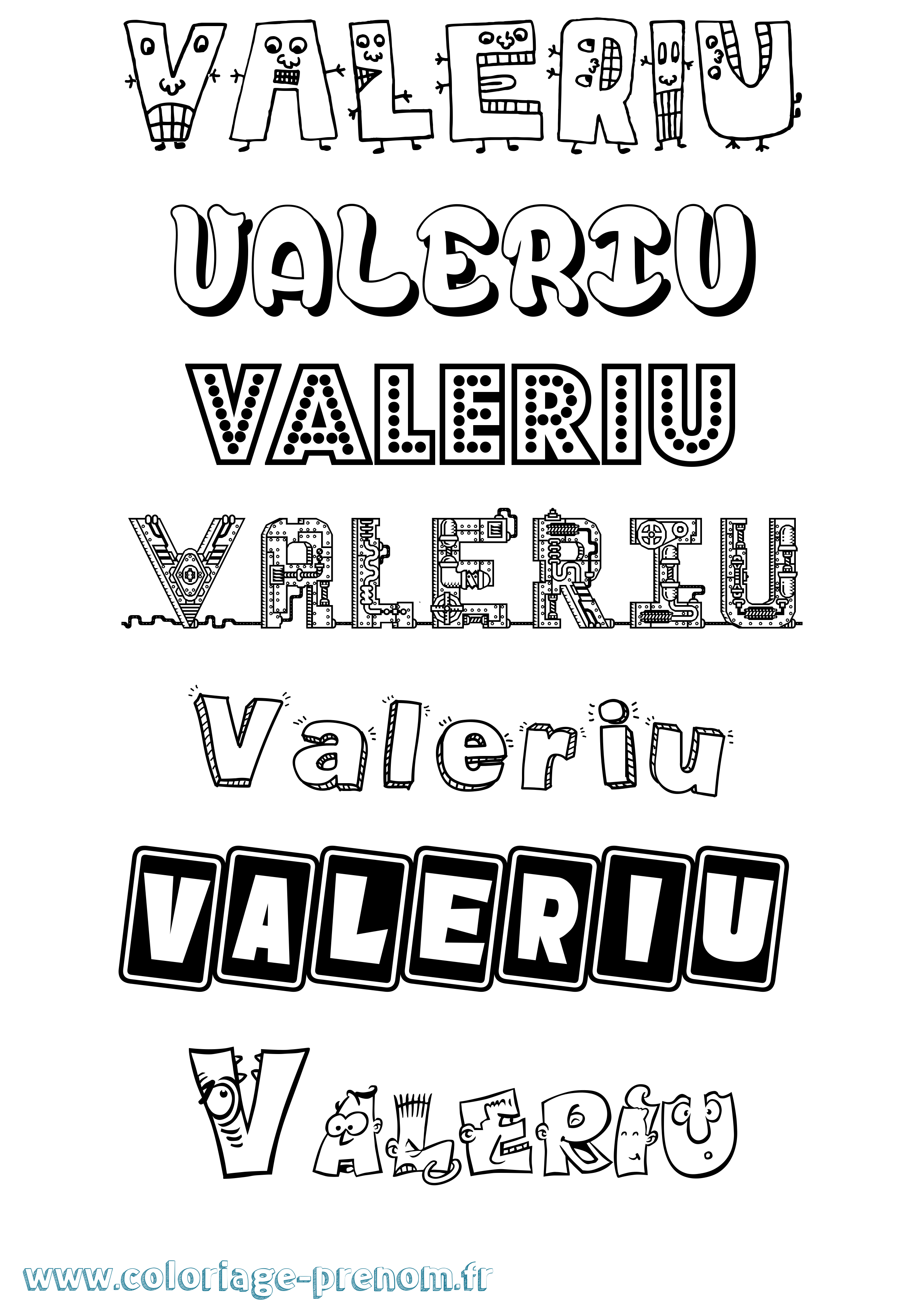 Coloriage prénom Valeriu Fun