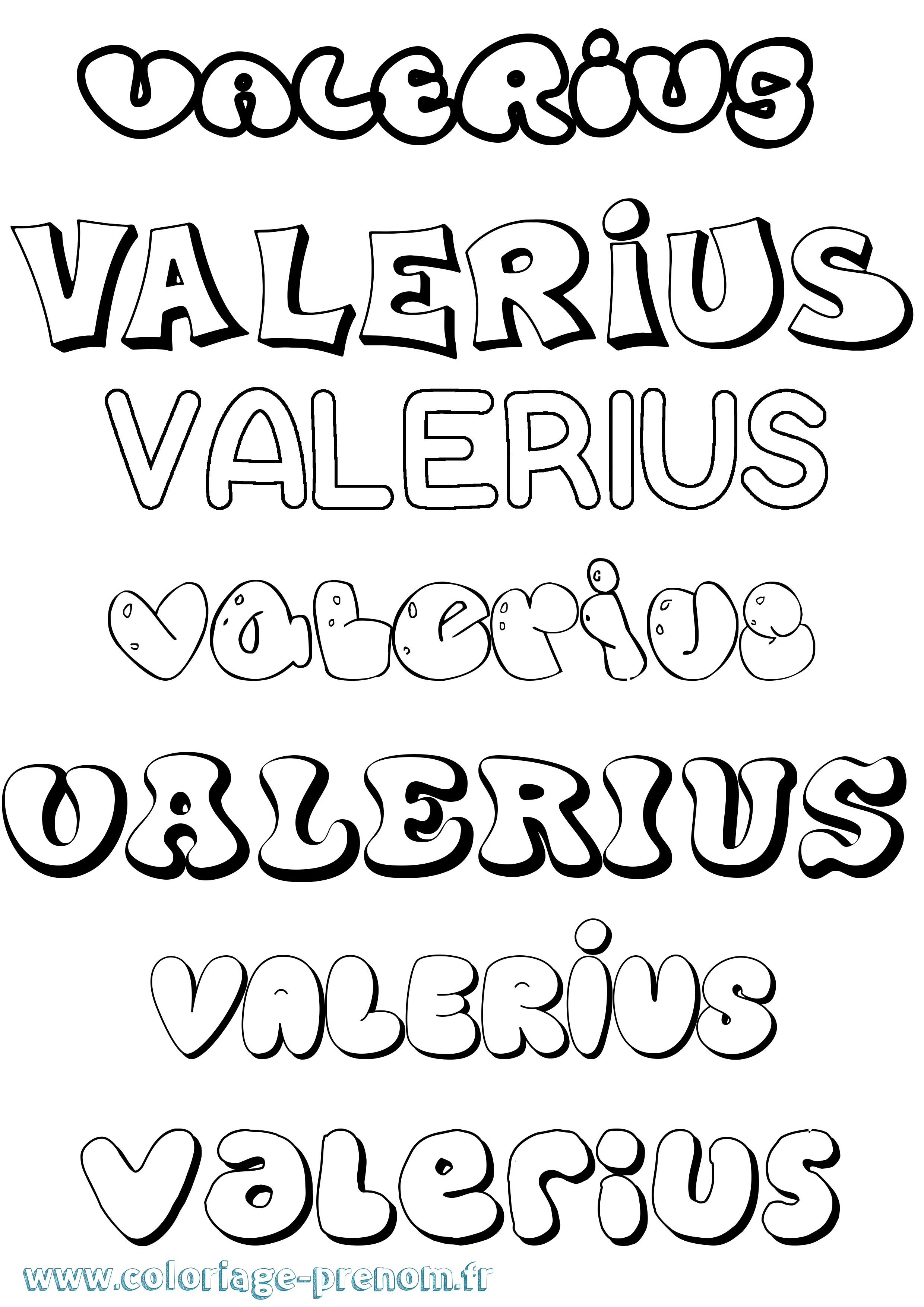 Coloriage prénom Valerius Bubble