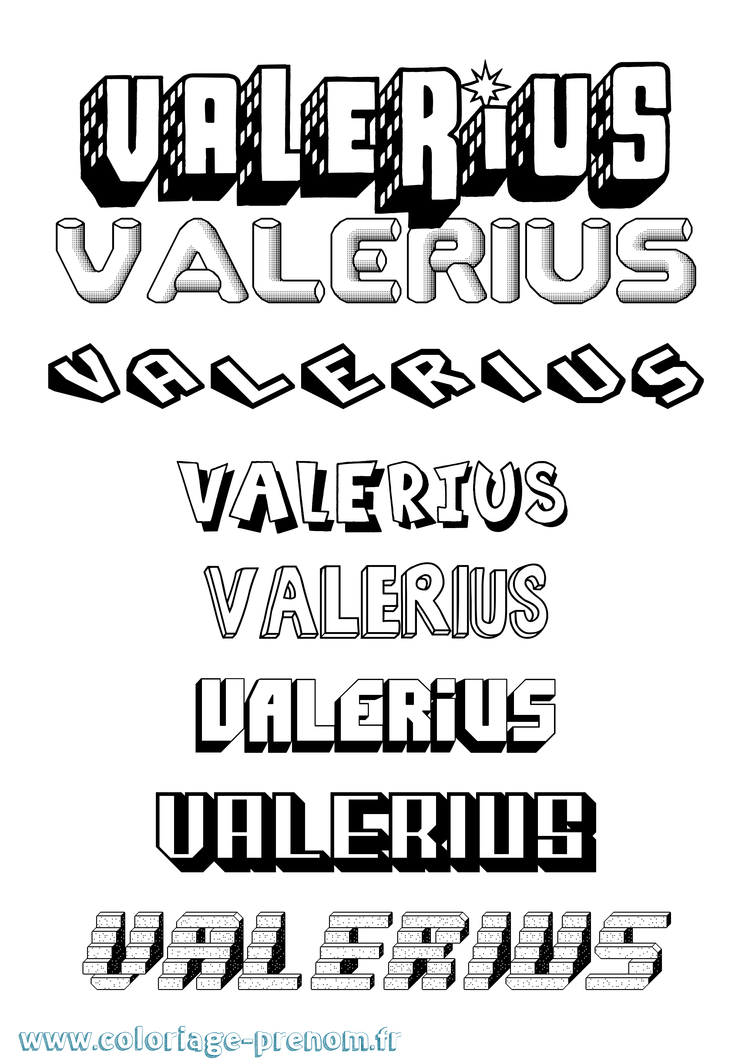 Coloriage prénom Valerius Effet 3D