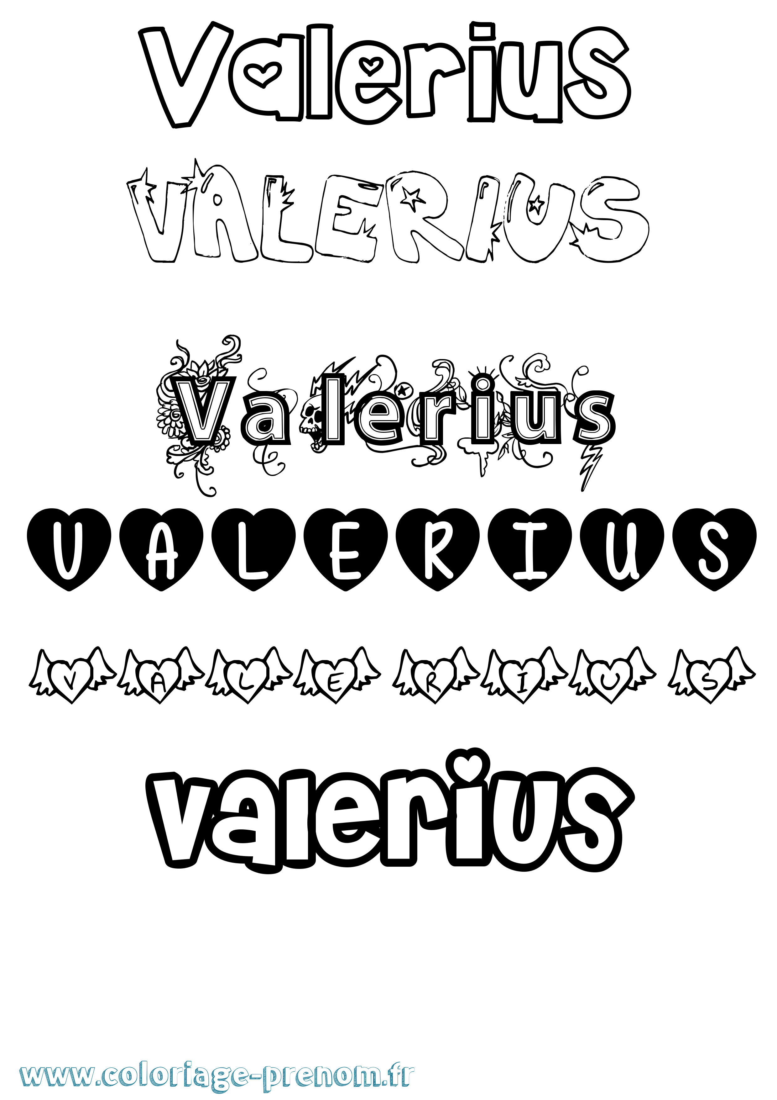 Coloriage prénom Valerius Girly