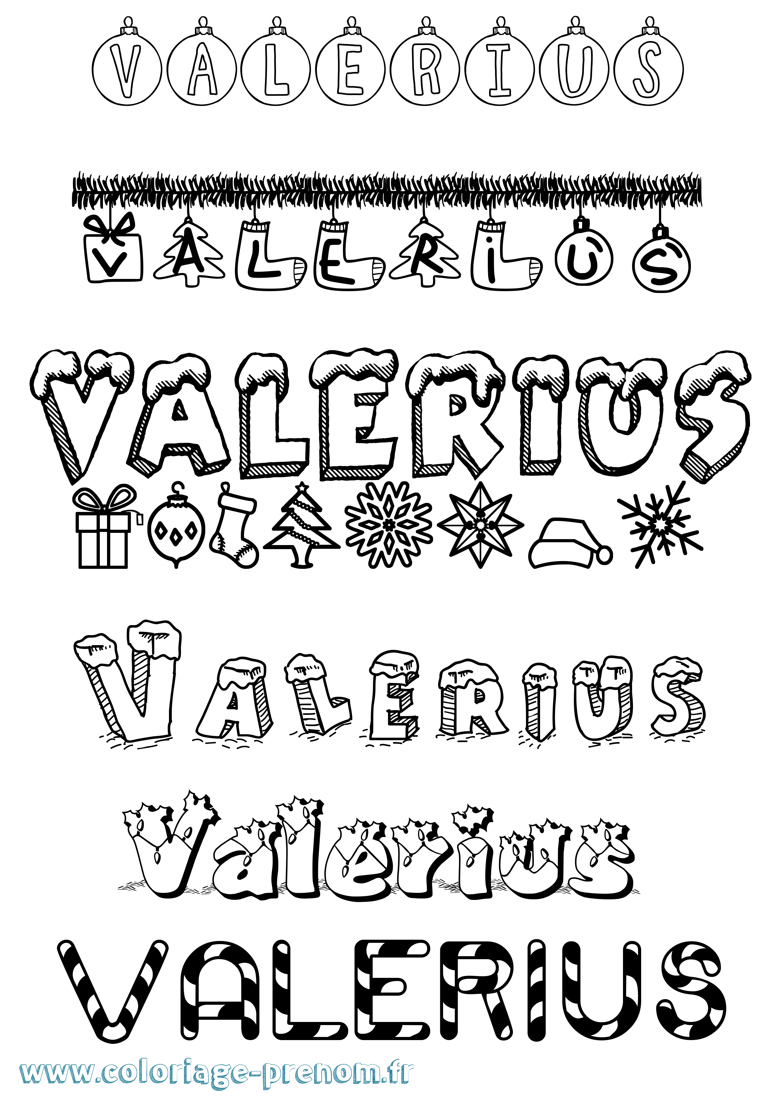 Coloriage prénom Valerius Noël