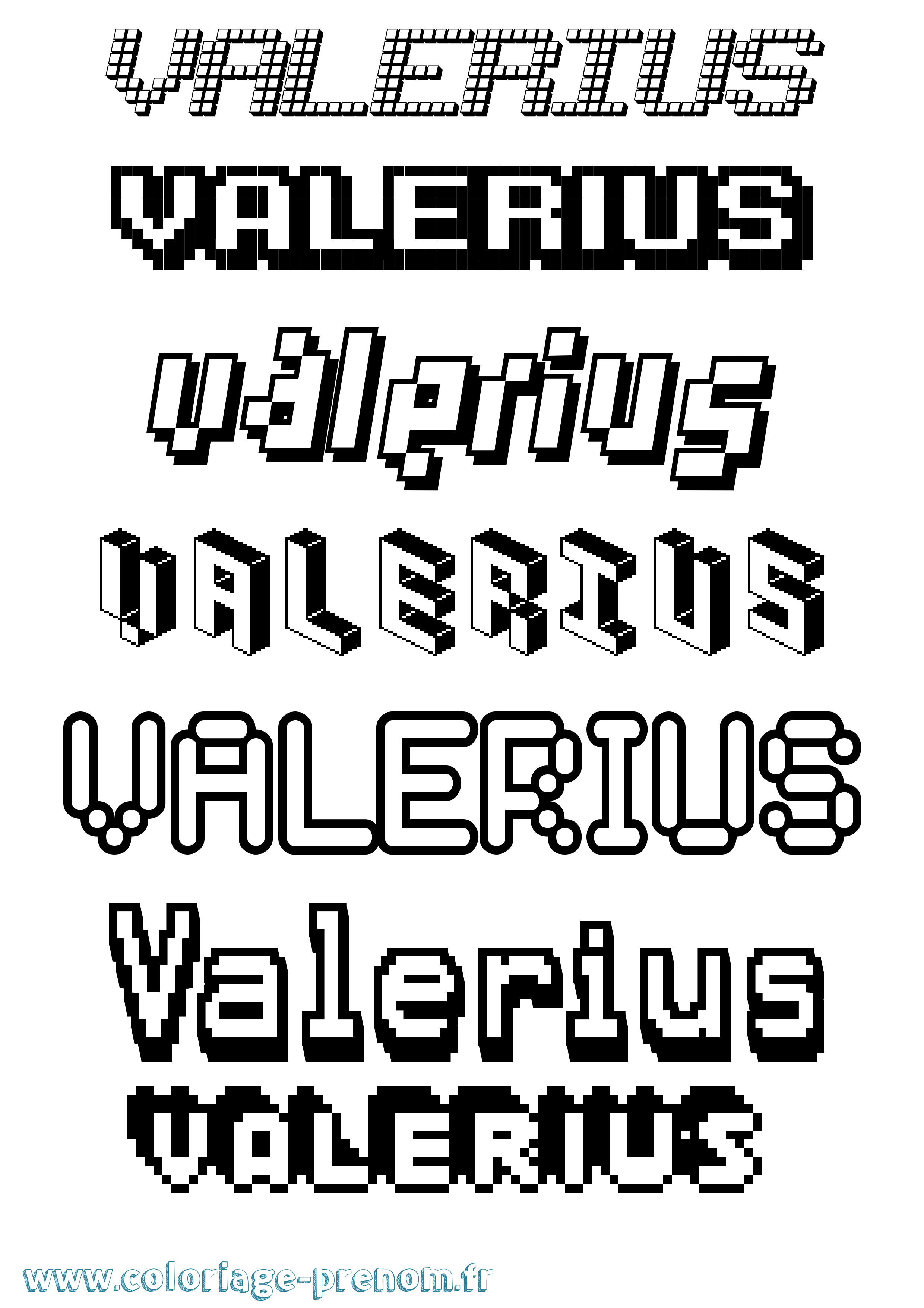 Coloriage prénom Valerius Pixel