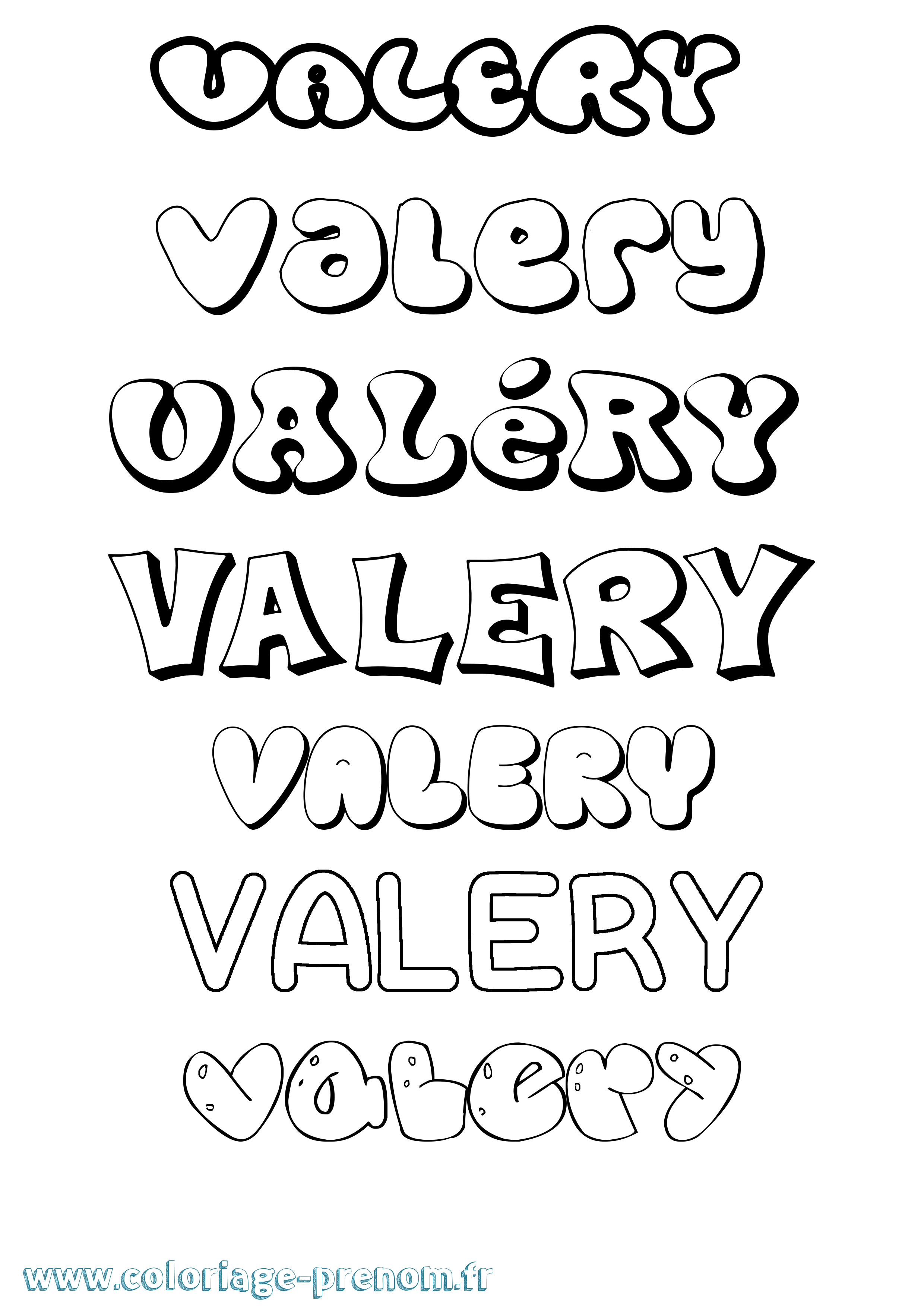 Coloriage prénom Valéry Bubble