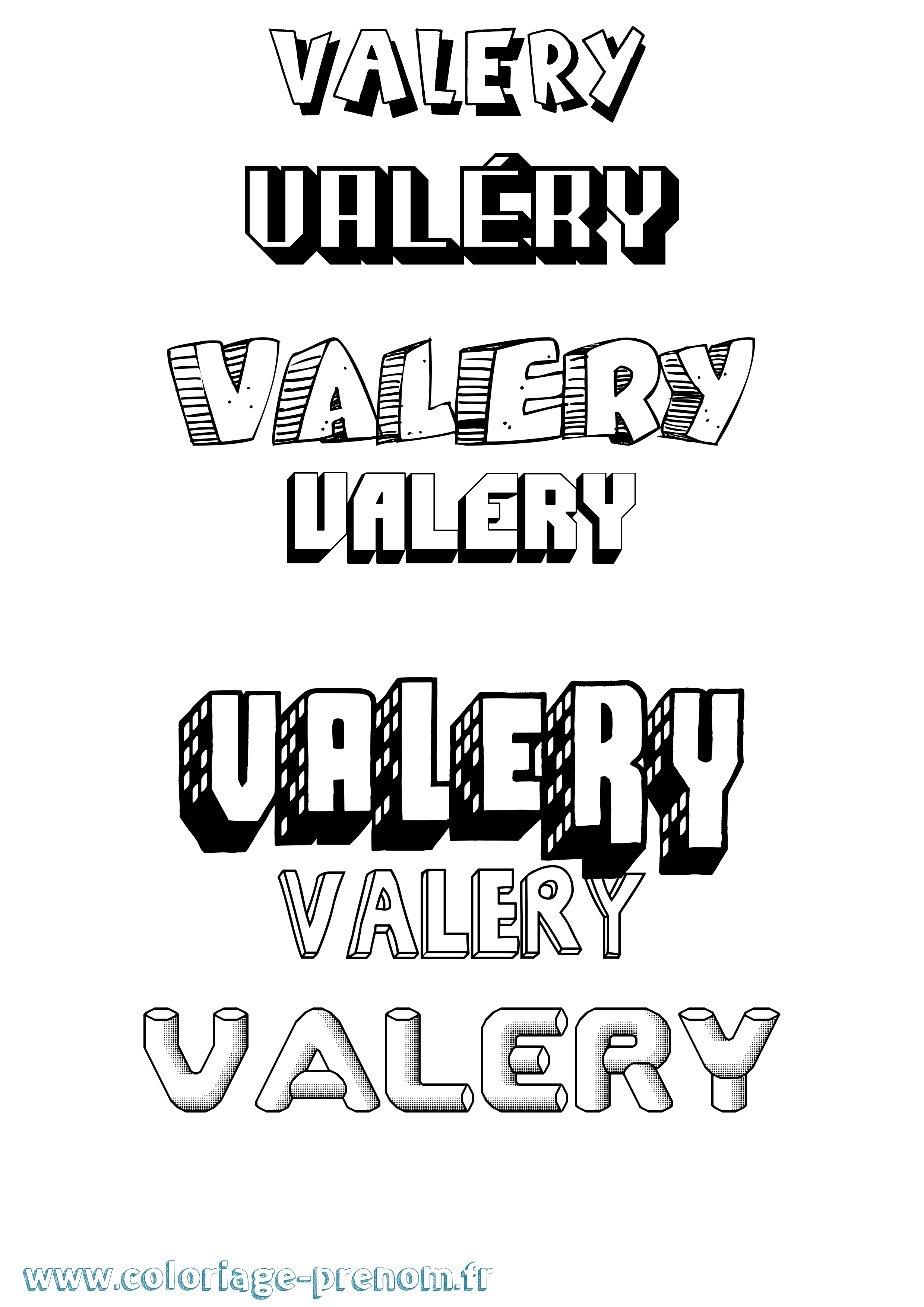 Coloriage prénom Valéry Effet 3D