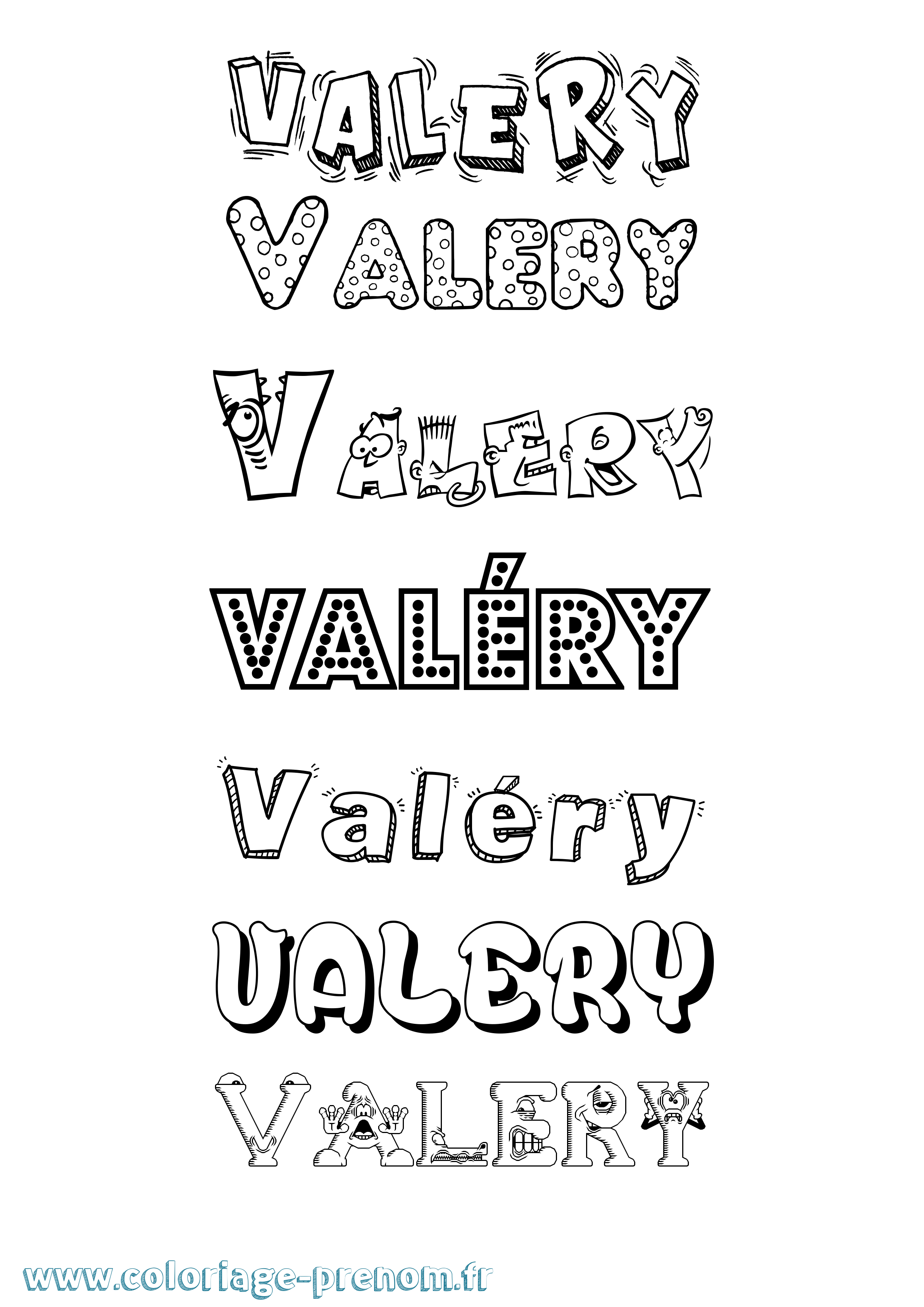 Coloriage prénom Valéry Fun