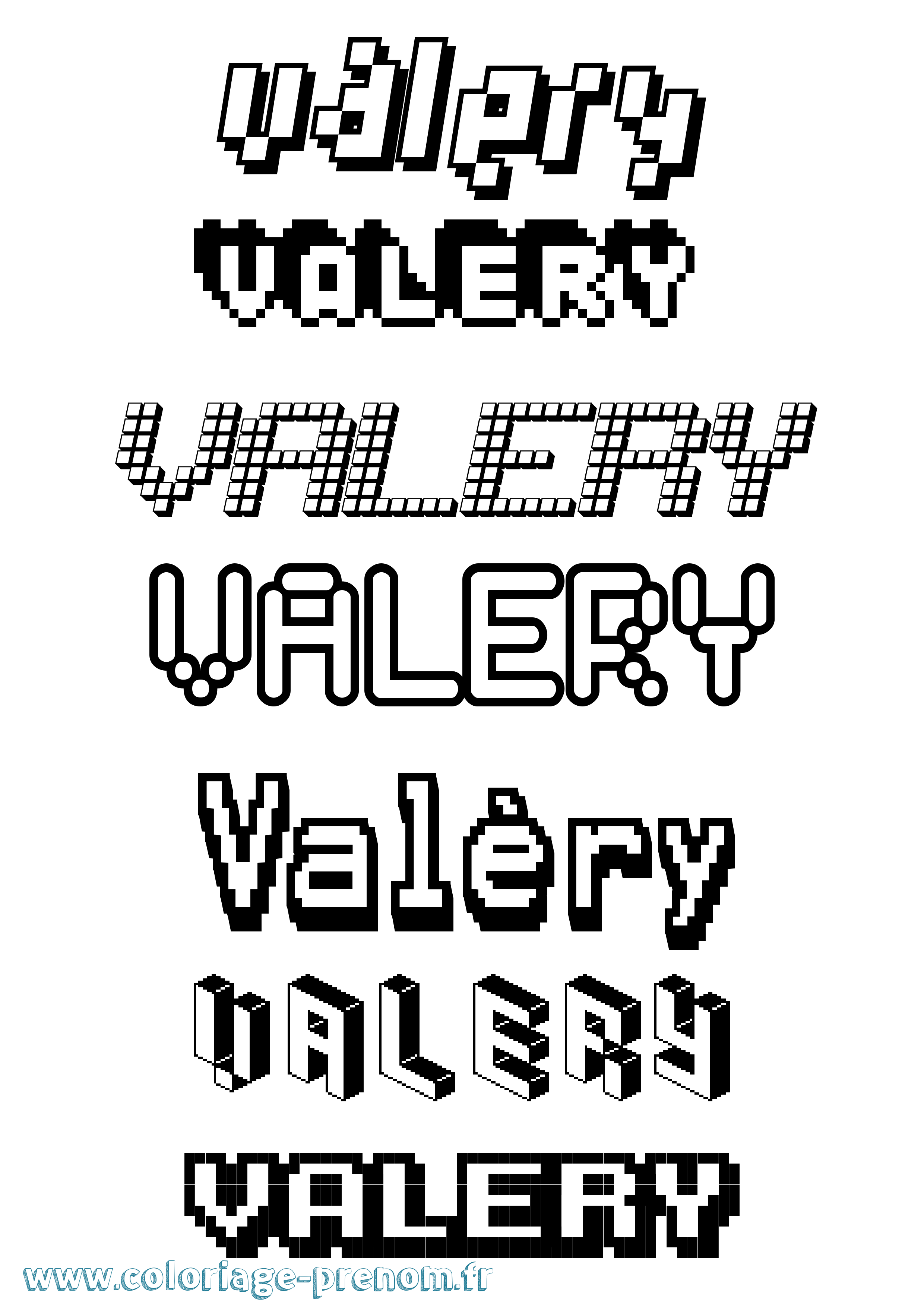 Coloriage prénom Valéry Pixel