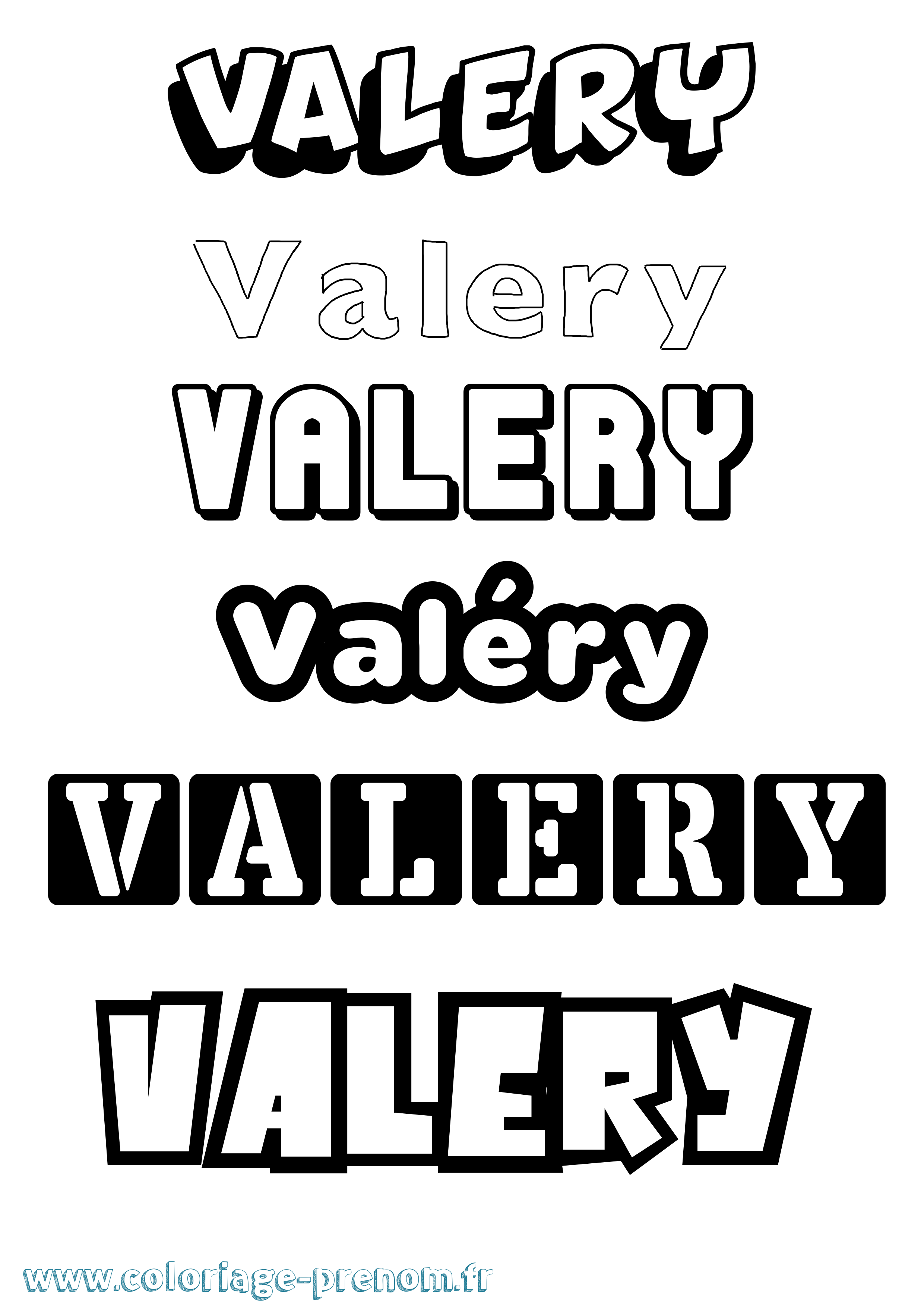 Coloriage prénom Valéry Simple