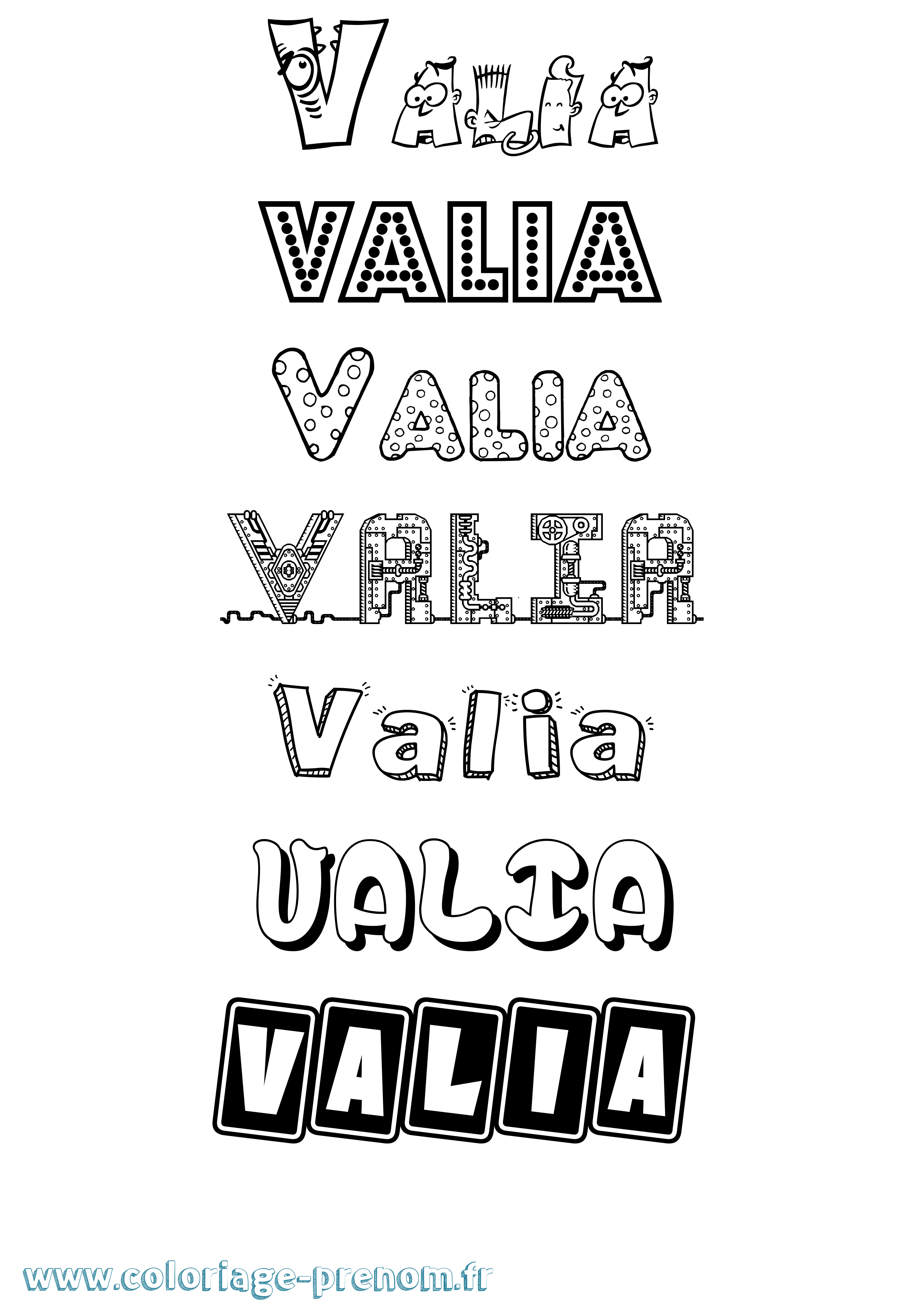 Coloriage prénom Valia Fun