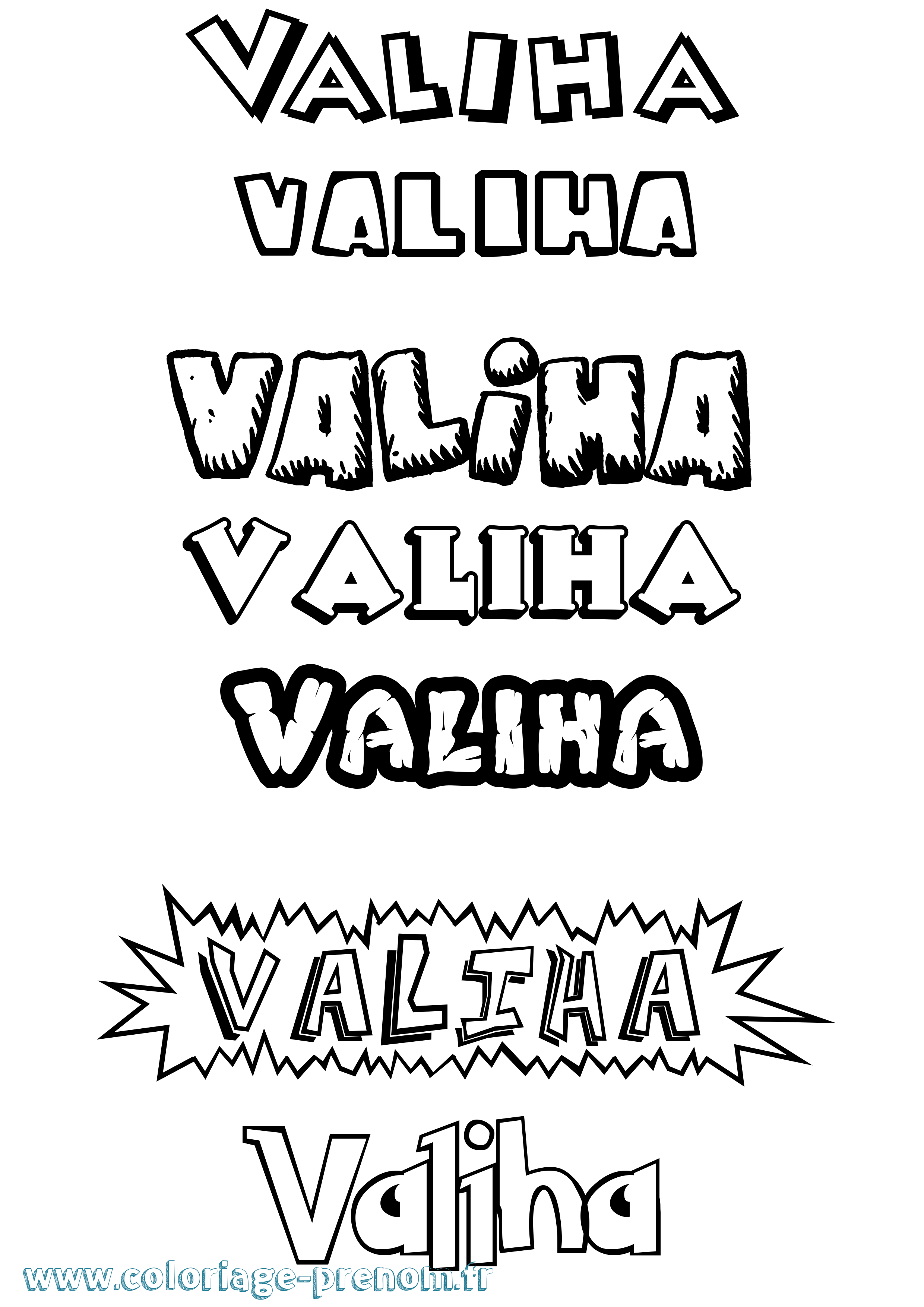 Coloriage prénom Valiha Dessin Animé