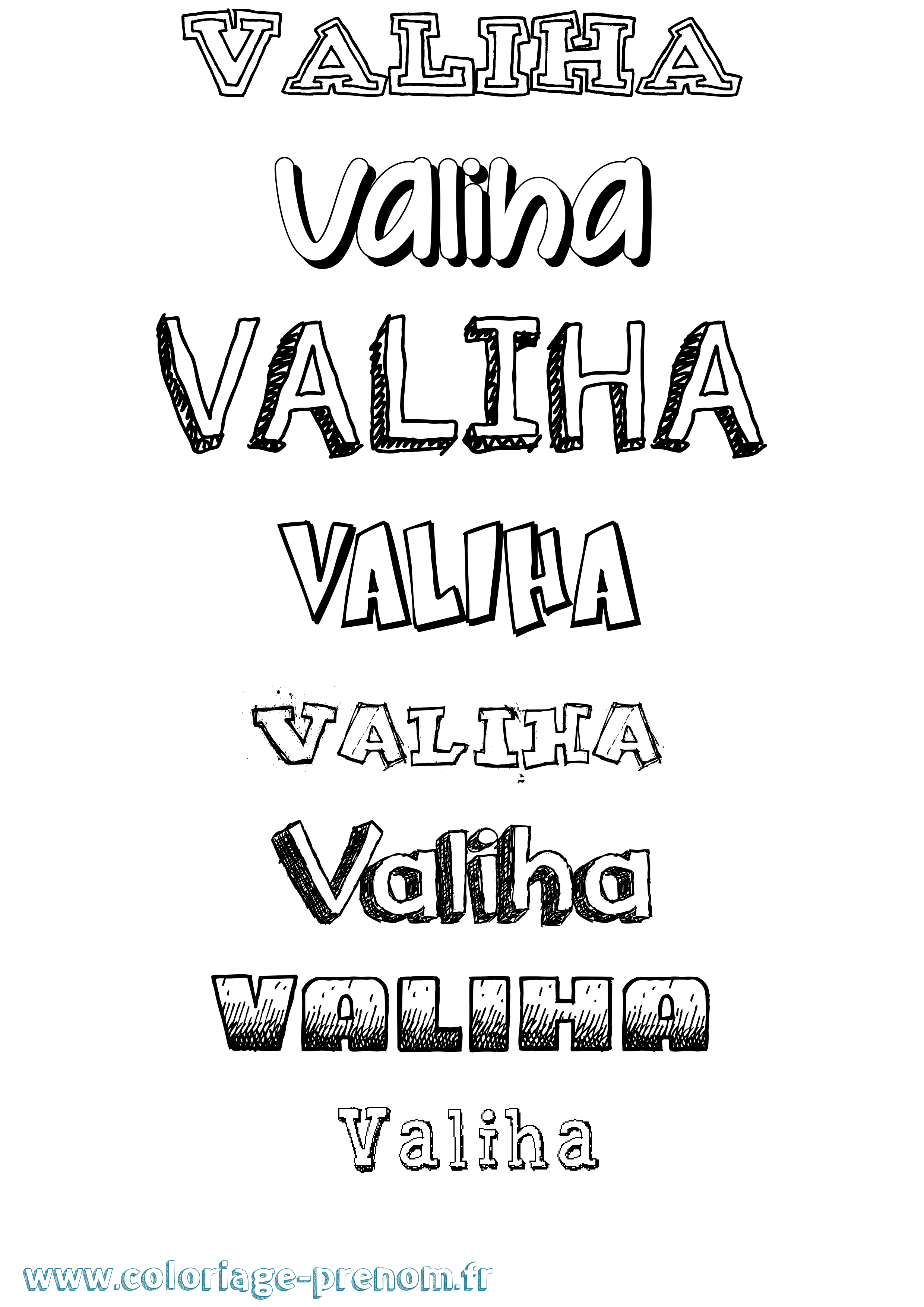 Coloriage prénom Valiha Dessiné
