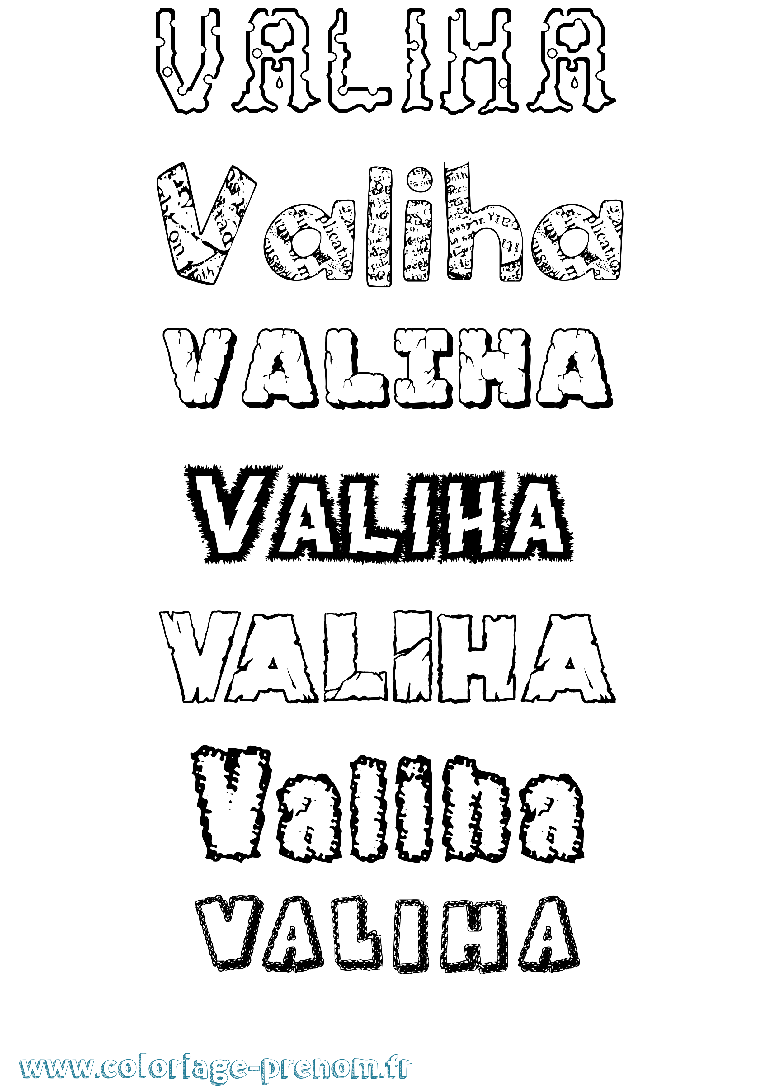 Coloriage Valiha Destructuré Coloriage prénom Valiha Destructuré