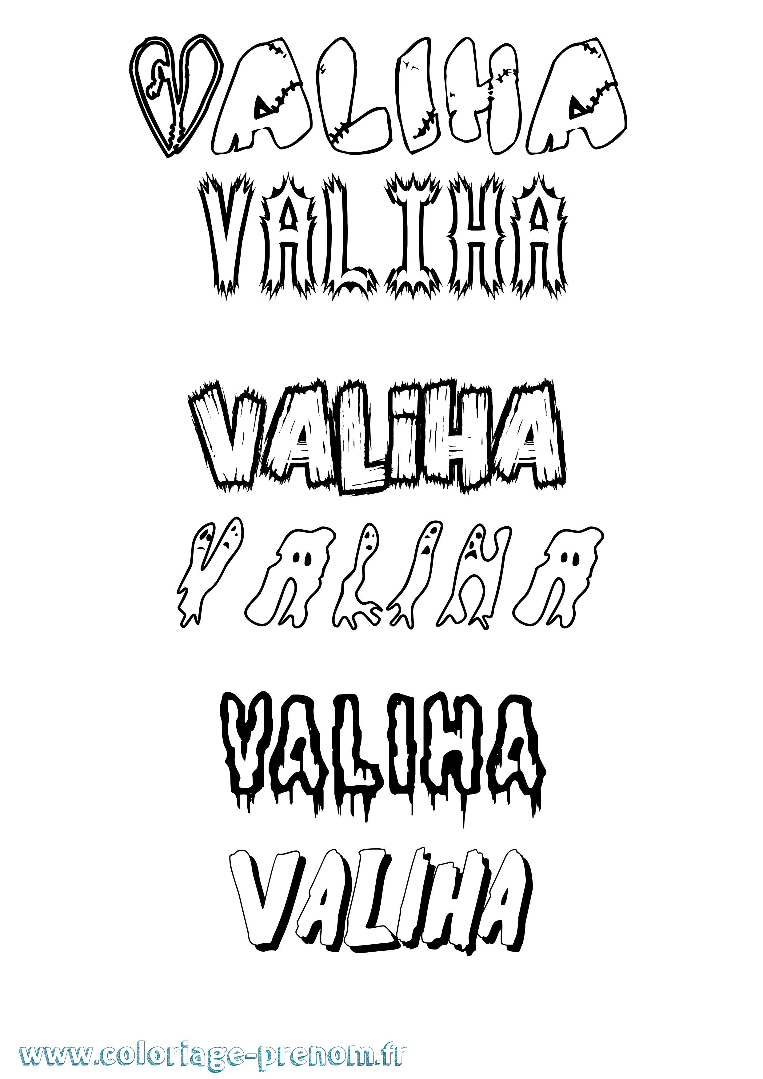 Coloriage prénom Valiha Frisson