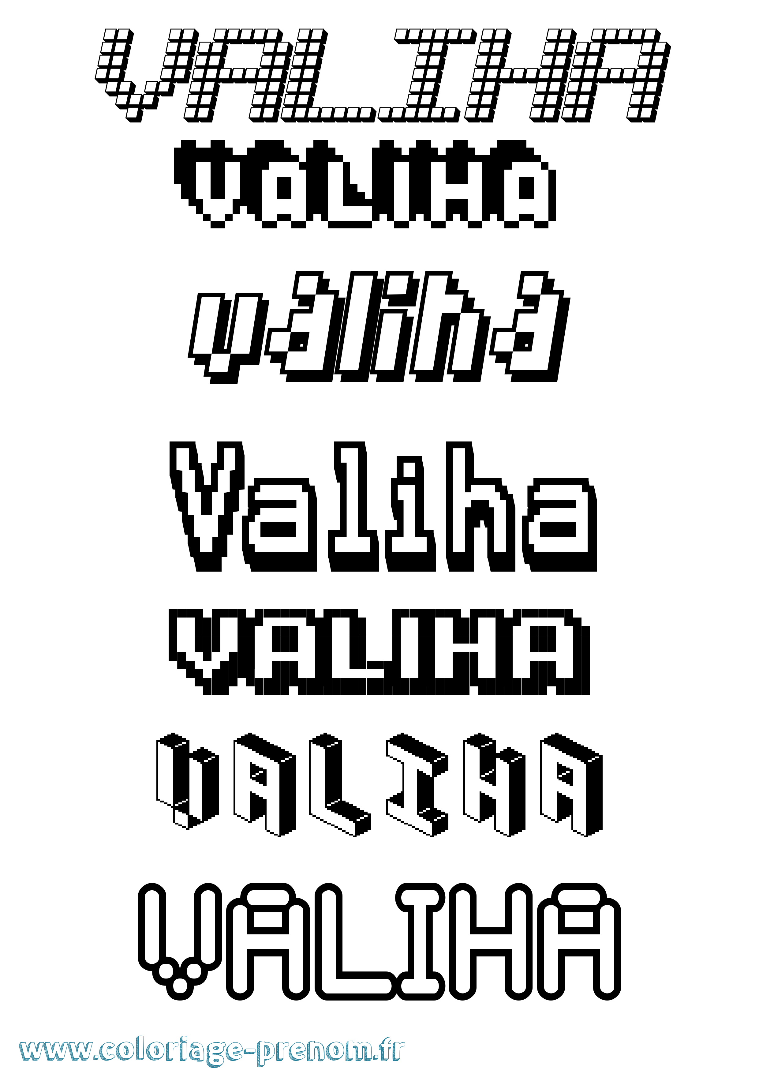 Coloriage Valiha Pixel Coloriage prénom Valiha Pixel