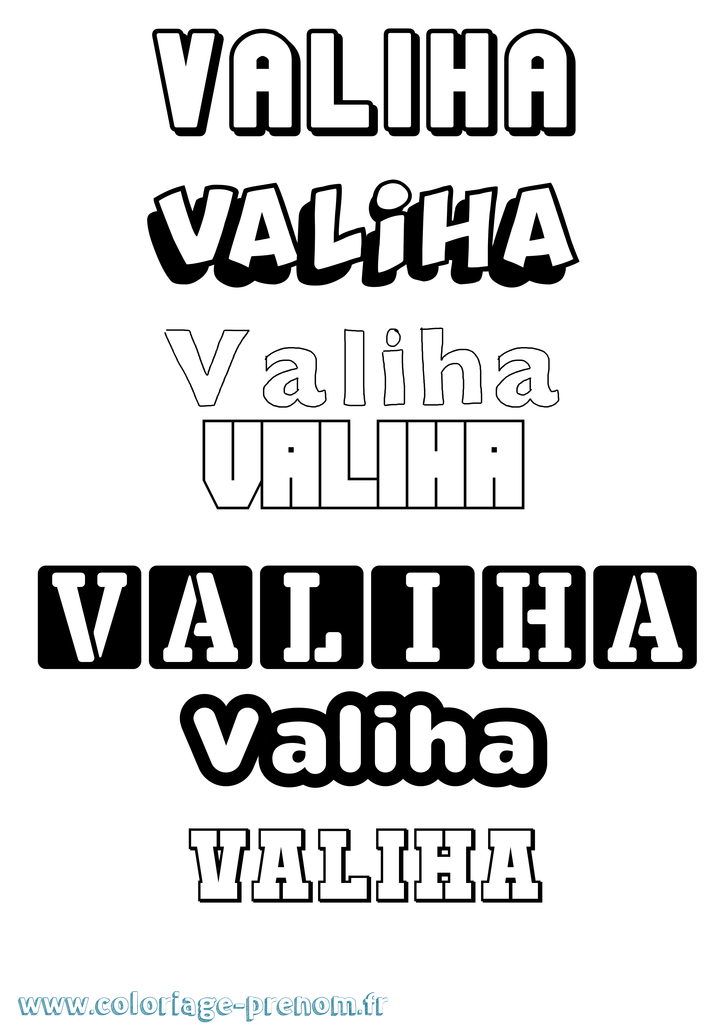 Coloriage prénom Valiha Simple