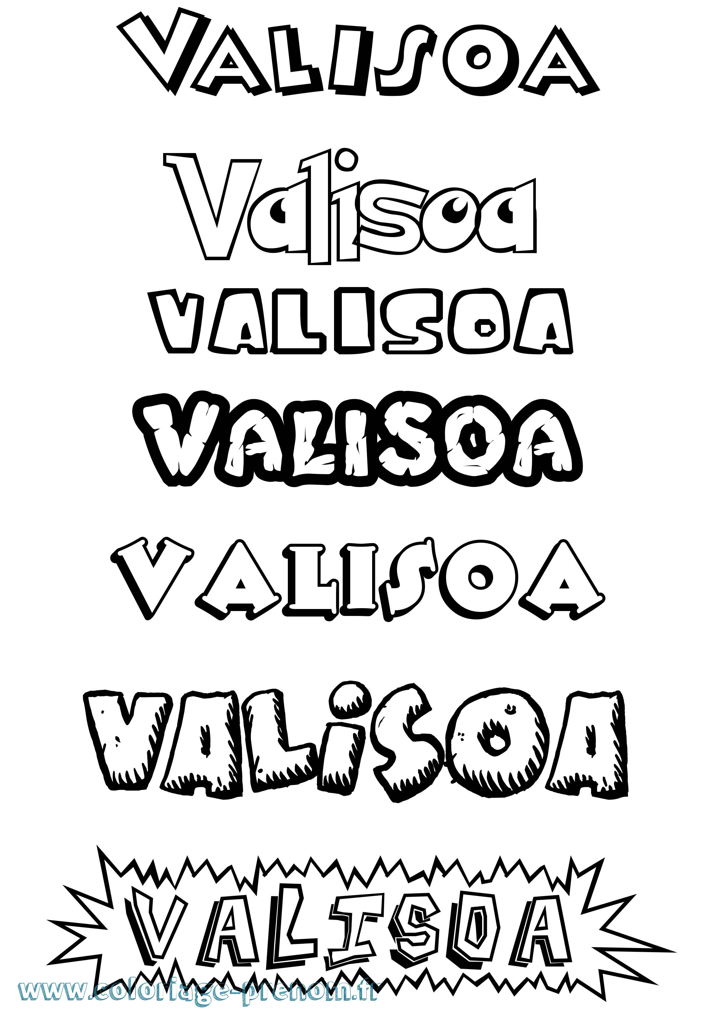 Coloriage prénom Valisoa Dessin Animé