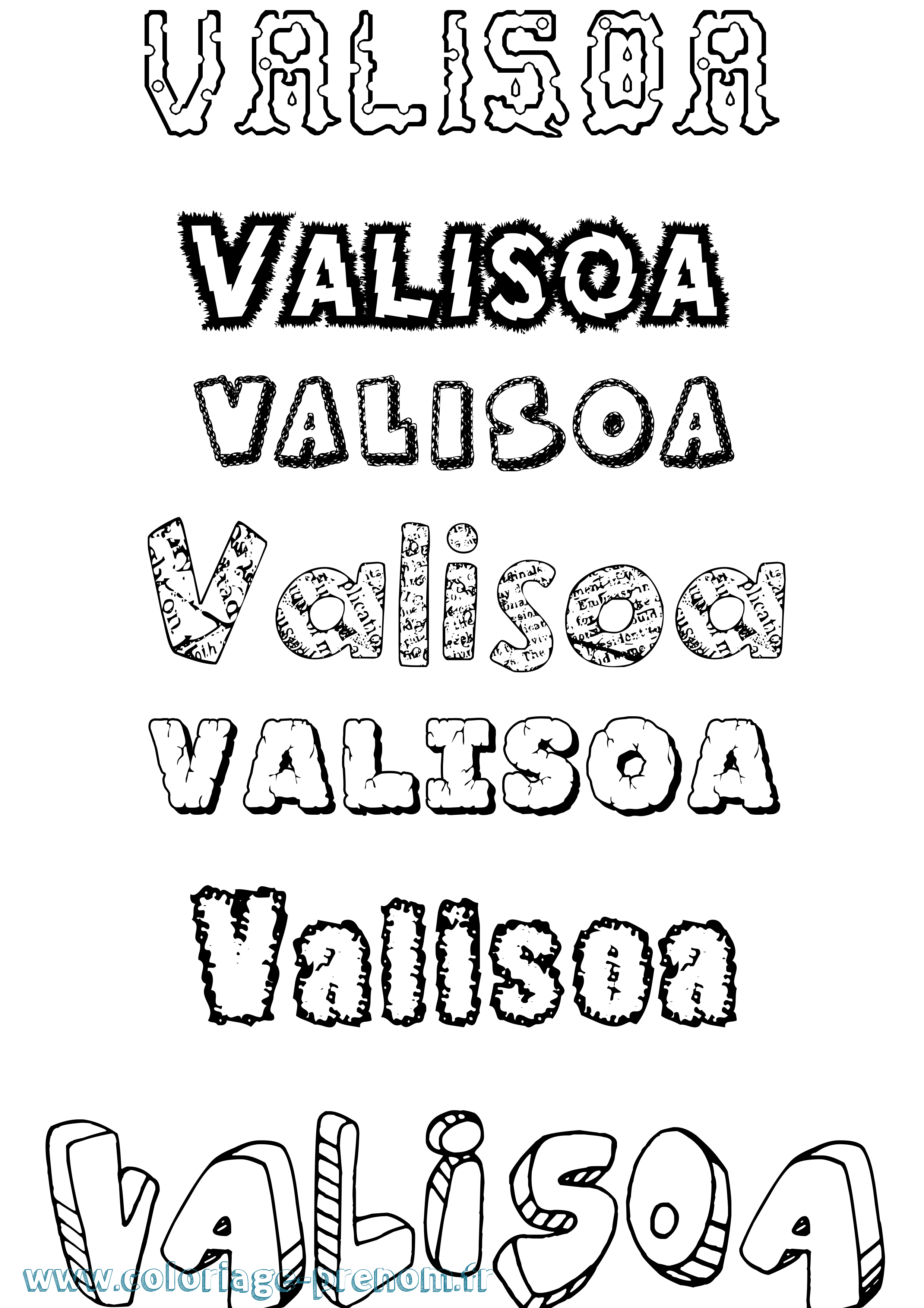 Coloriage prénom Valisoa Destructuré