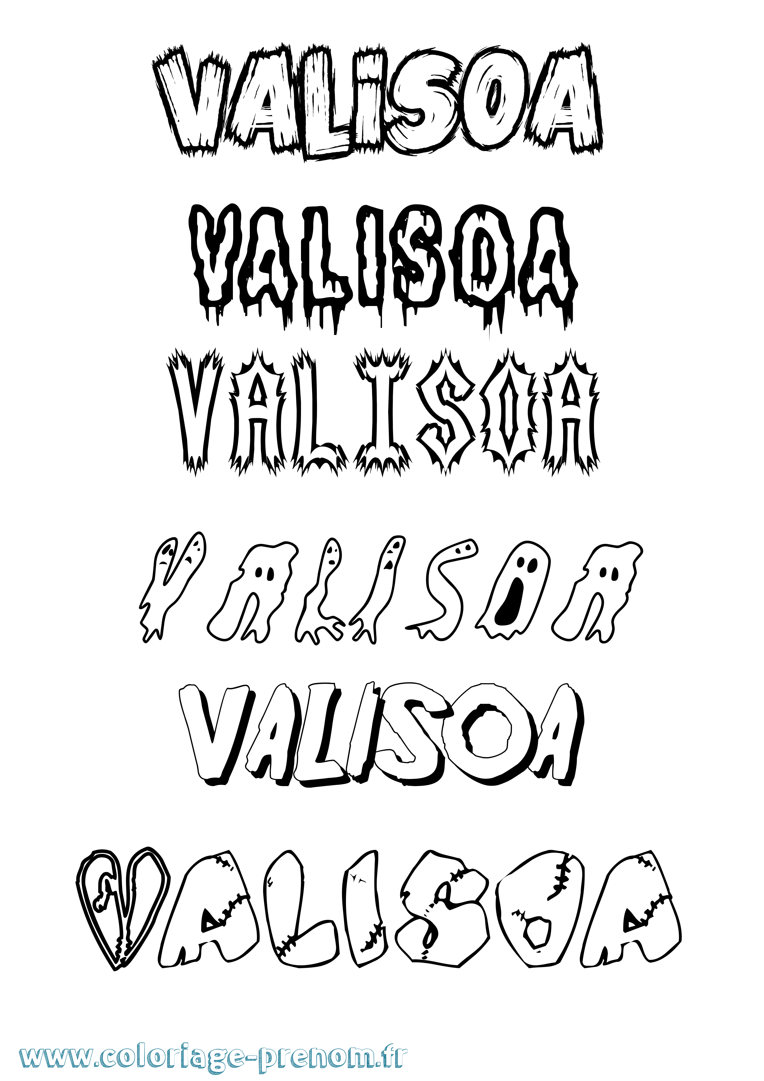 Coloriage prénom Valisoa Frisson