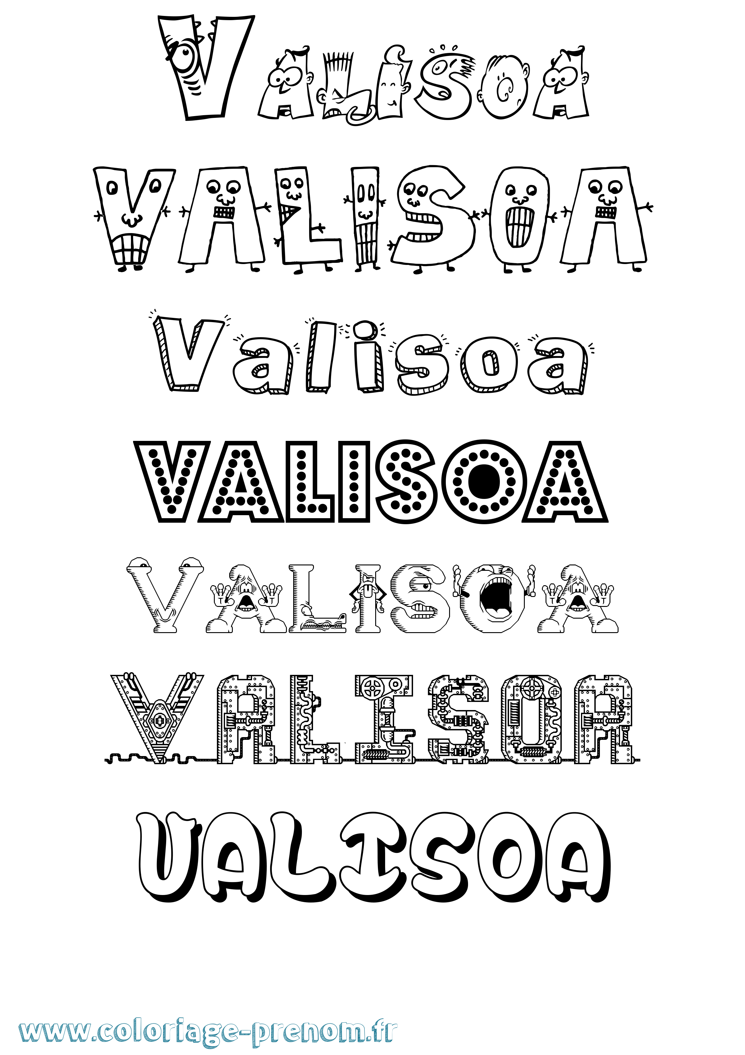 Coloriage prénom Valisoa Fun