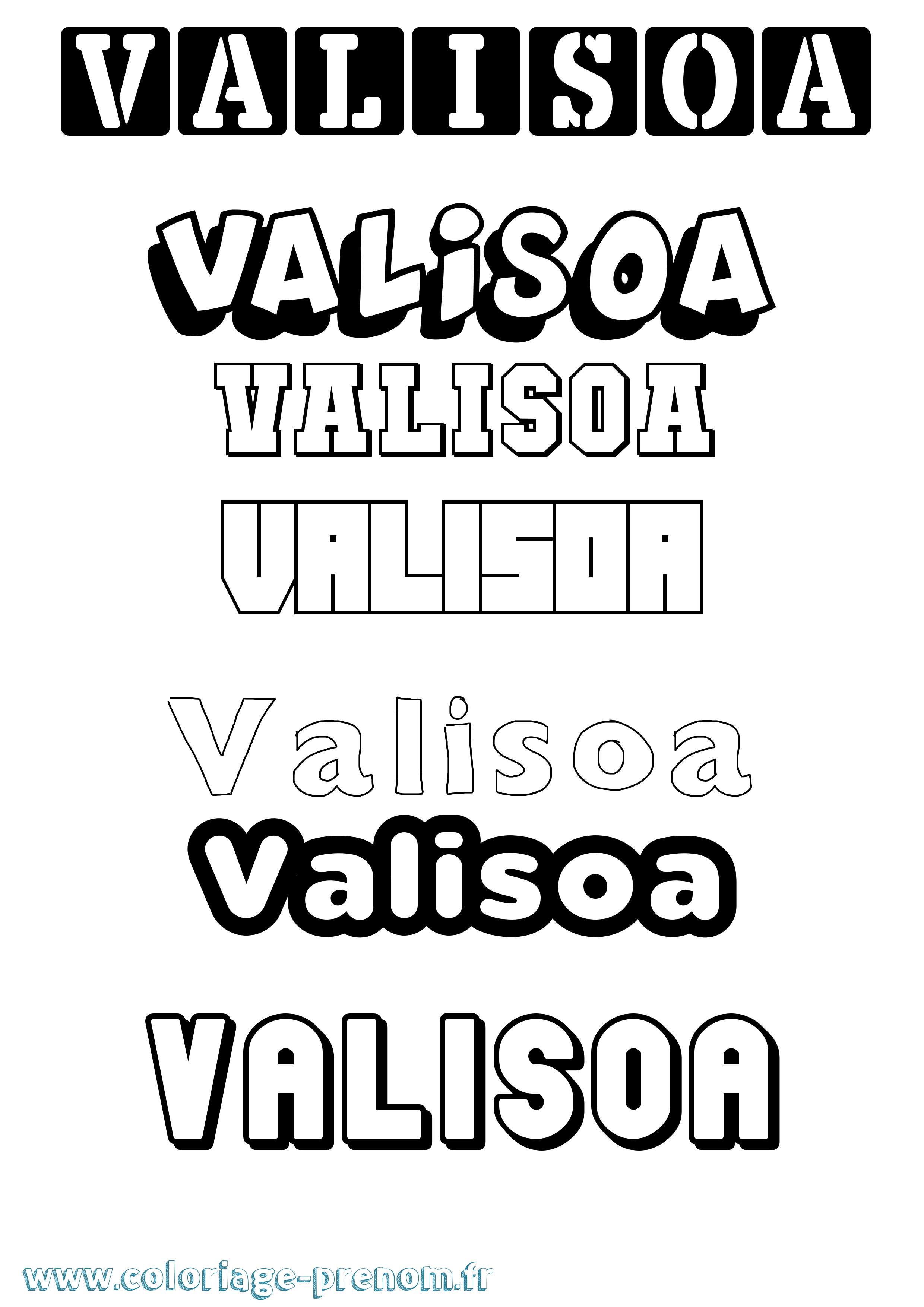 Coloriage prénom Valisoa Simple