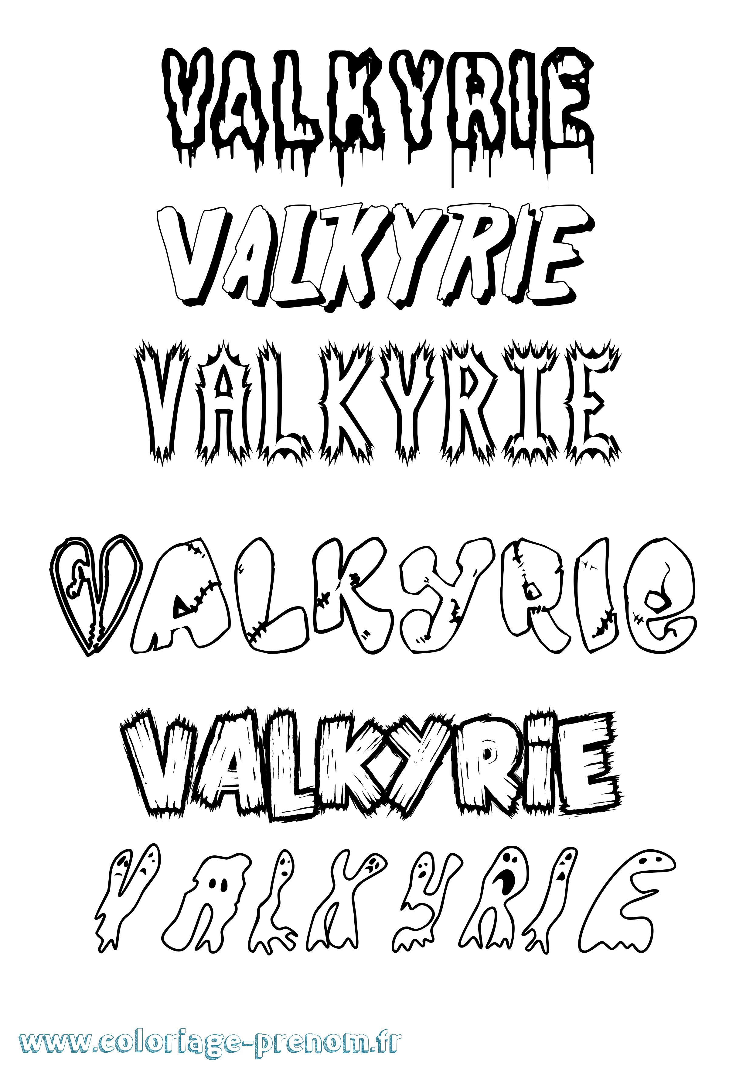 Coloriage prénom Valkyrie Frisson