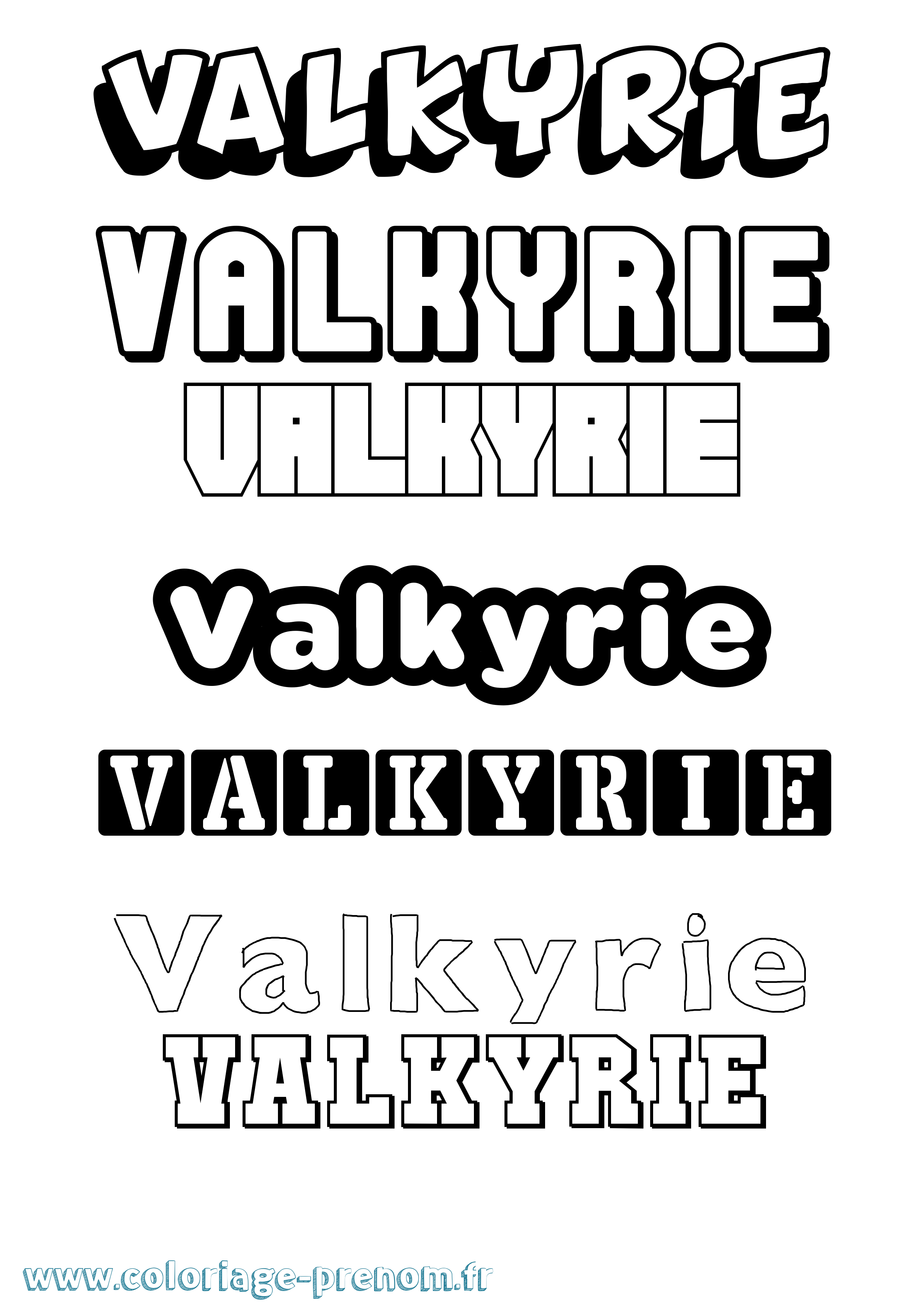 Coloriage prénom Valkyrie Simple