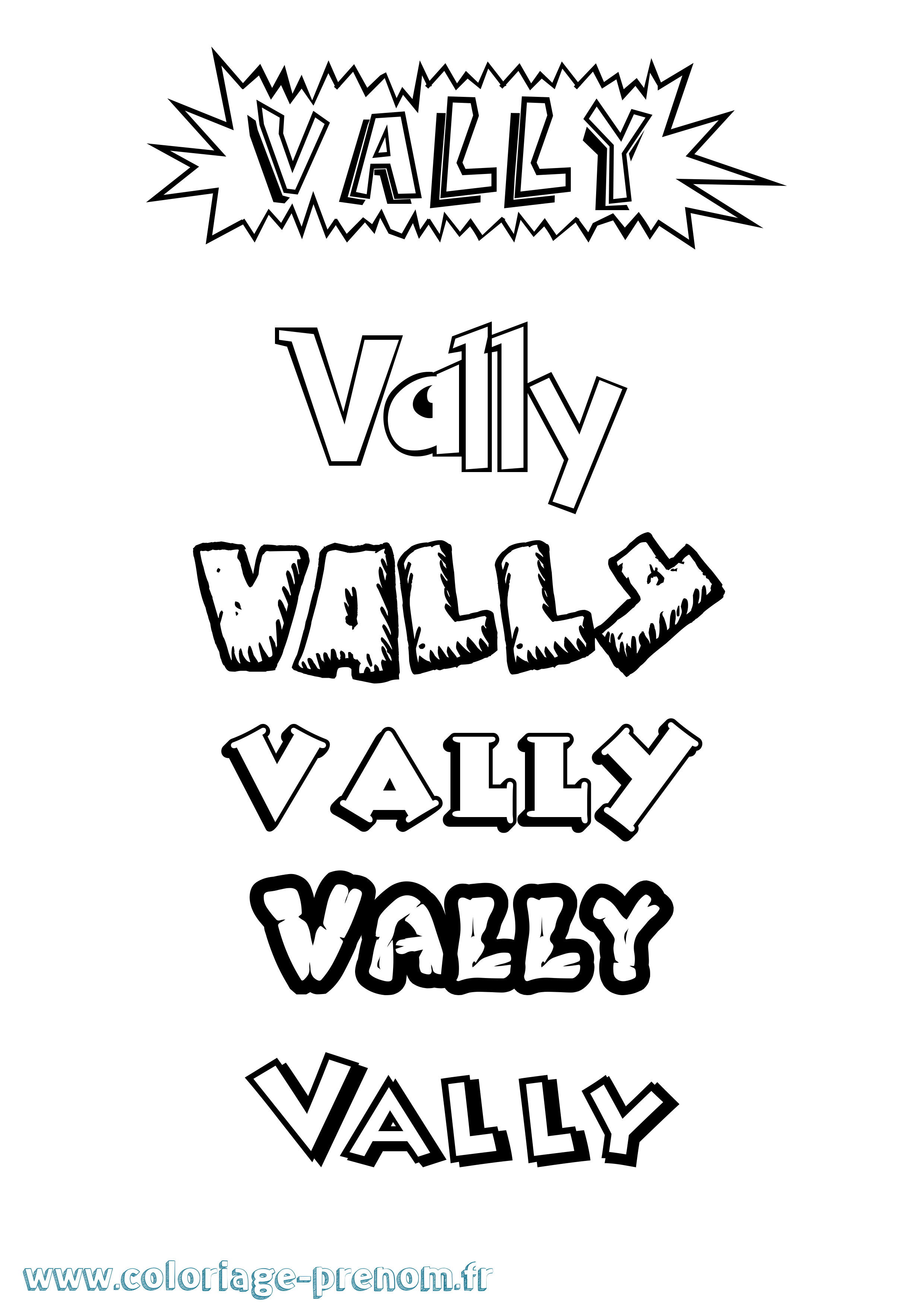 Coloriage Vally Dessin Animé Coloriage prénom Vally Dessin Animé