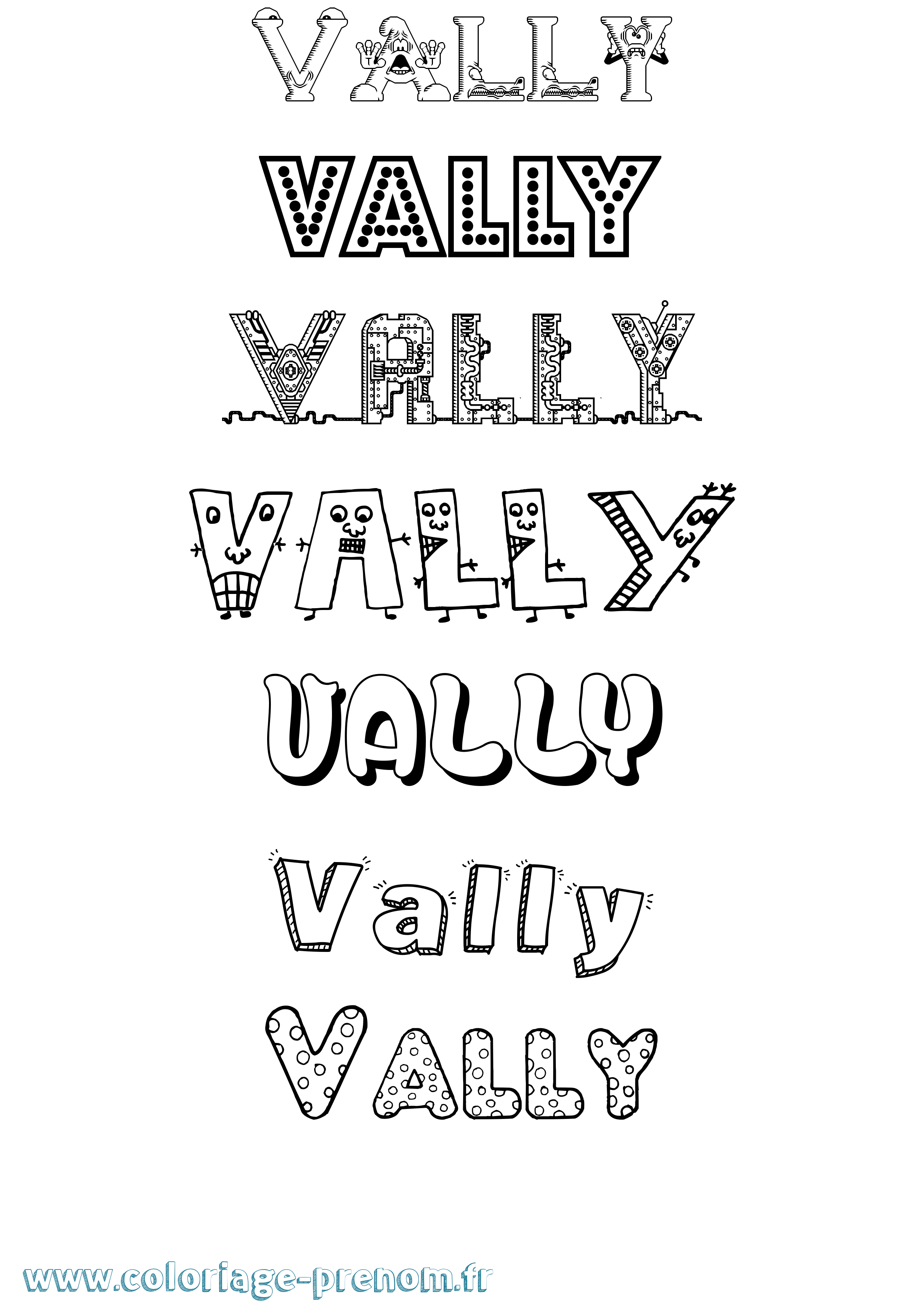 Coloriage Vally Fun Coloriage prénom Vally Fun