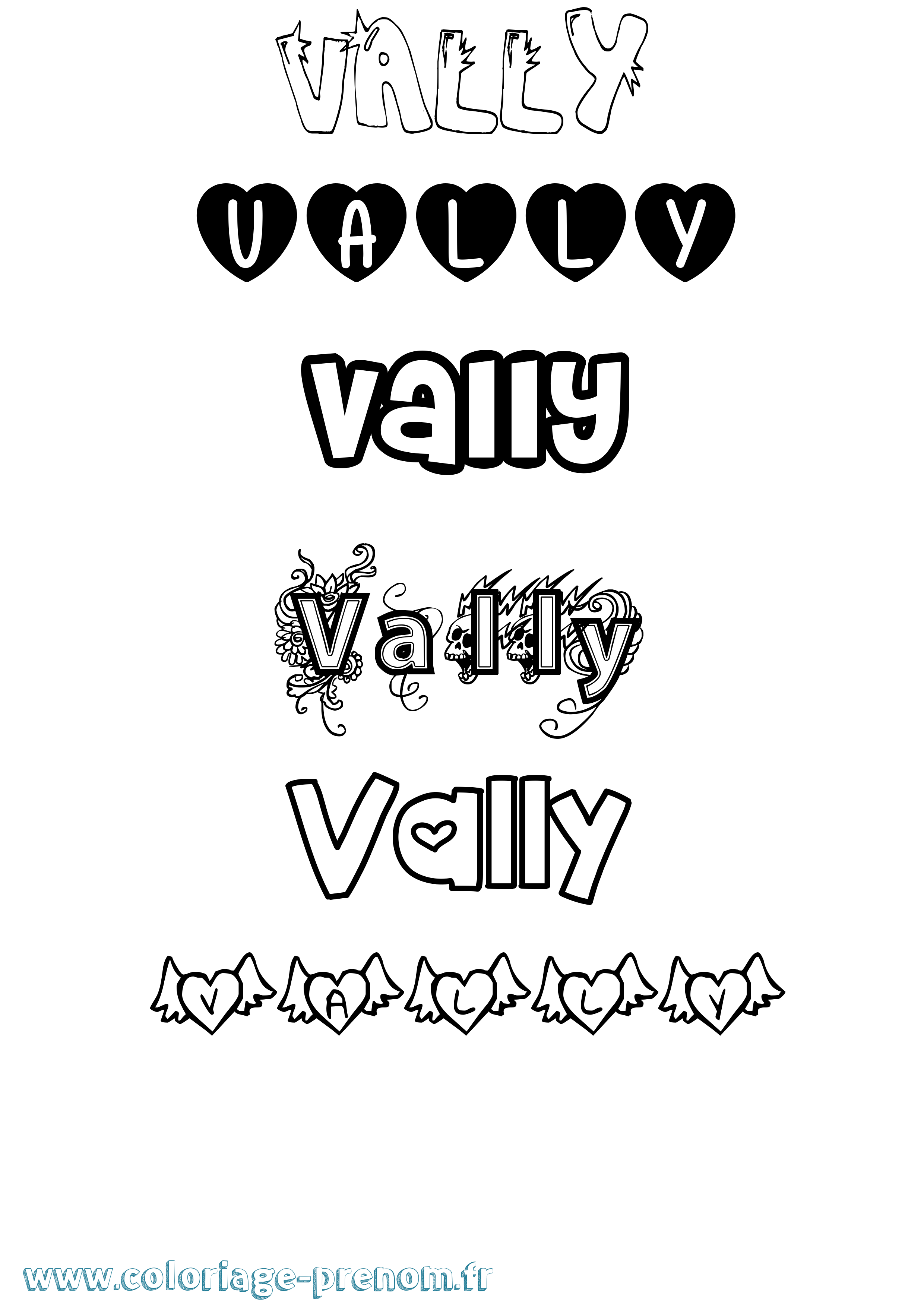 Coloriage Vally Girly Coloriage prénom Vally Girly