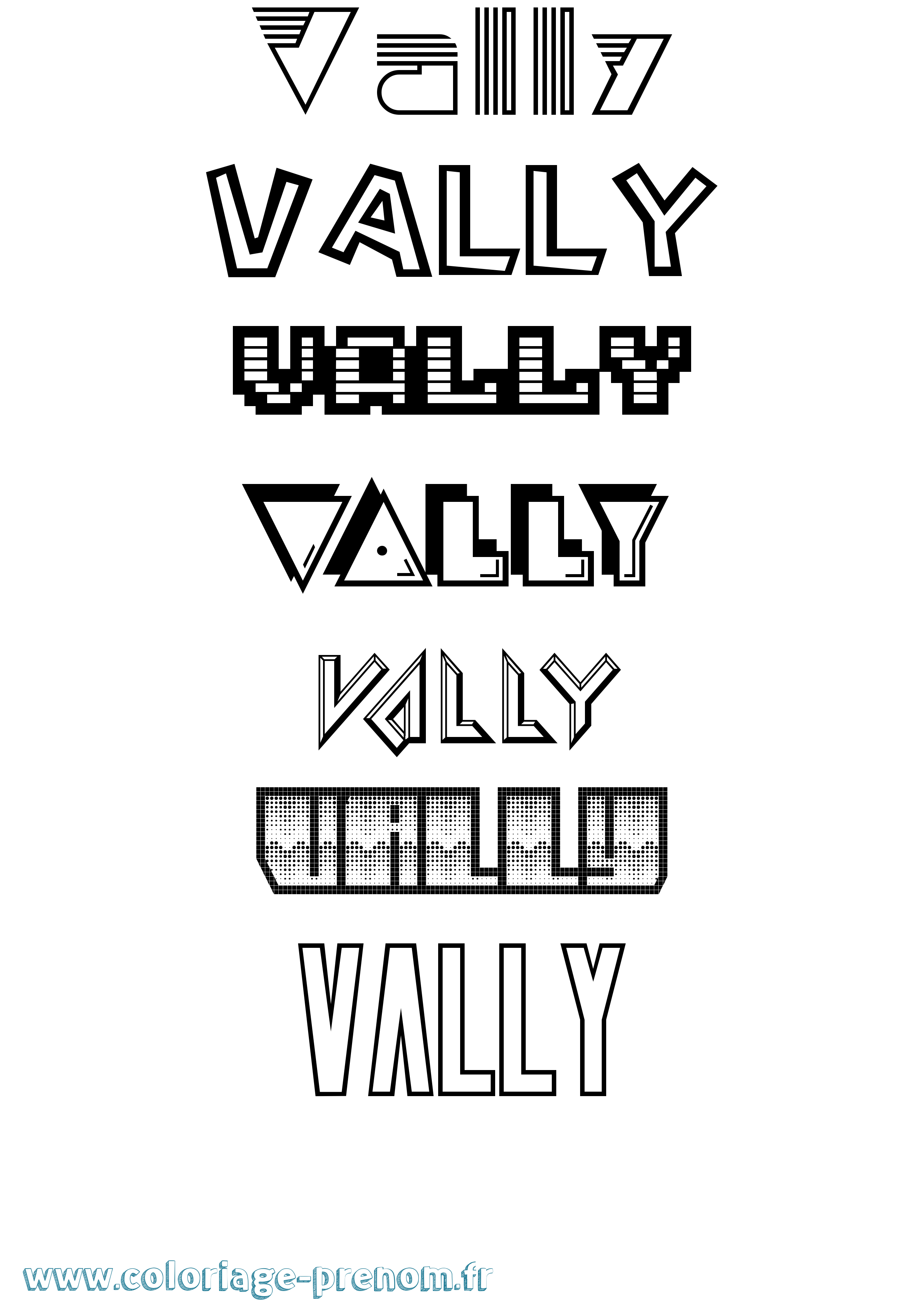 Coloriage Vally Jeux Vidéos Coloriage prénom Vally Jeux Vidéos