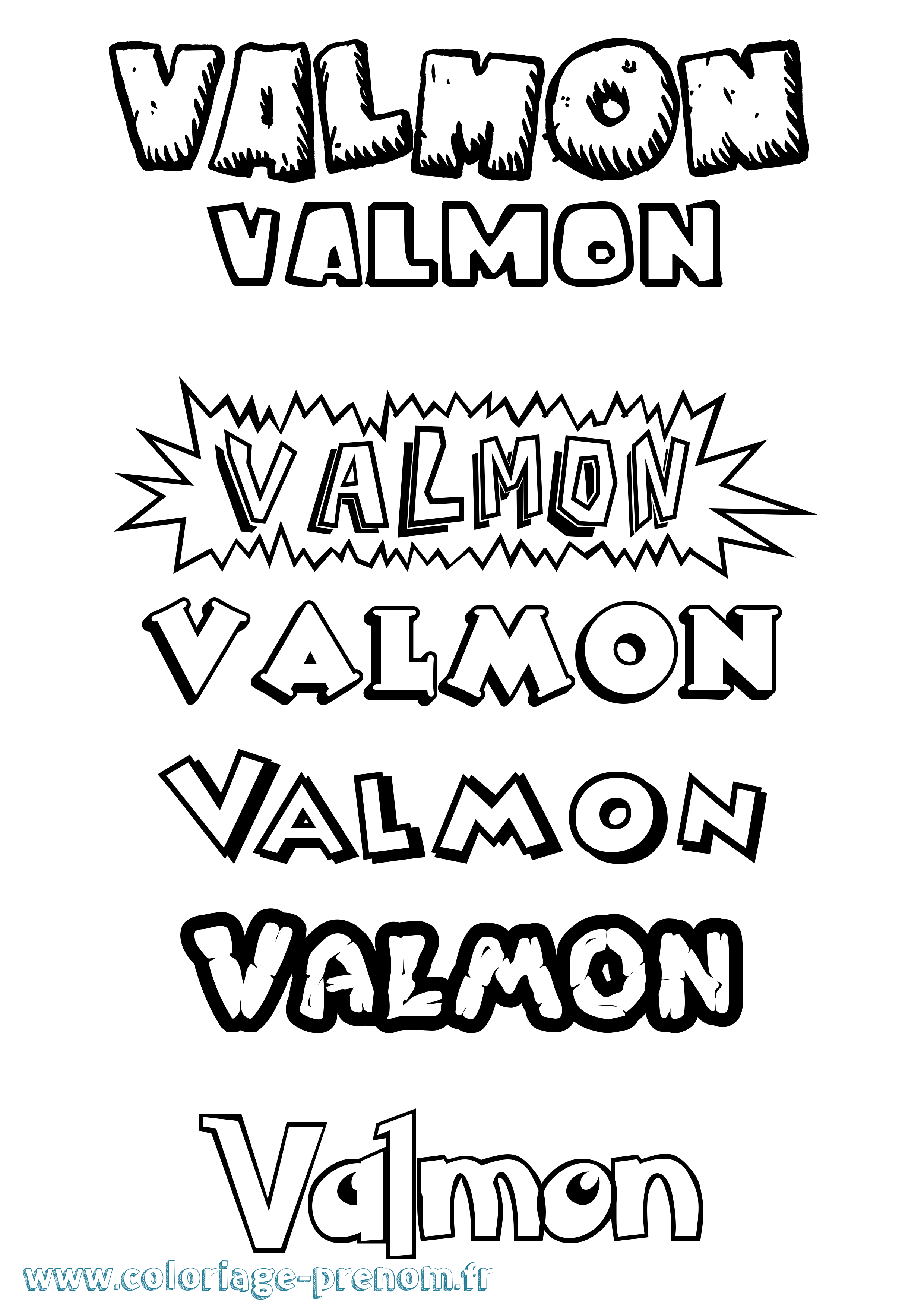 Coloriage prénom Valmon Dessin Animé