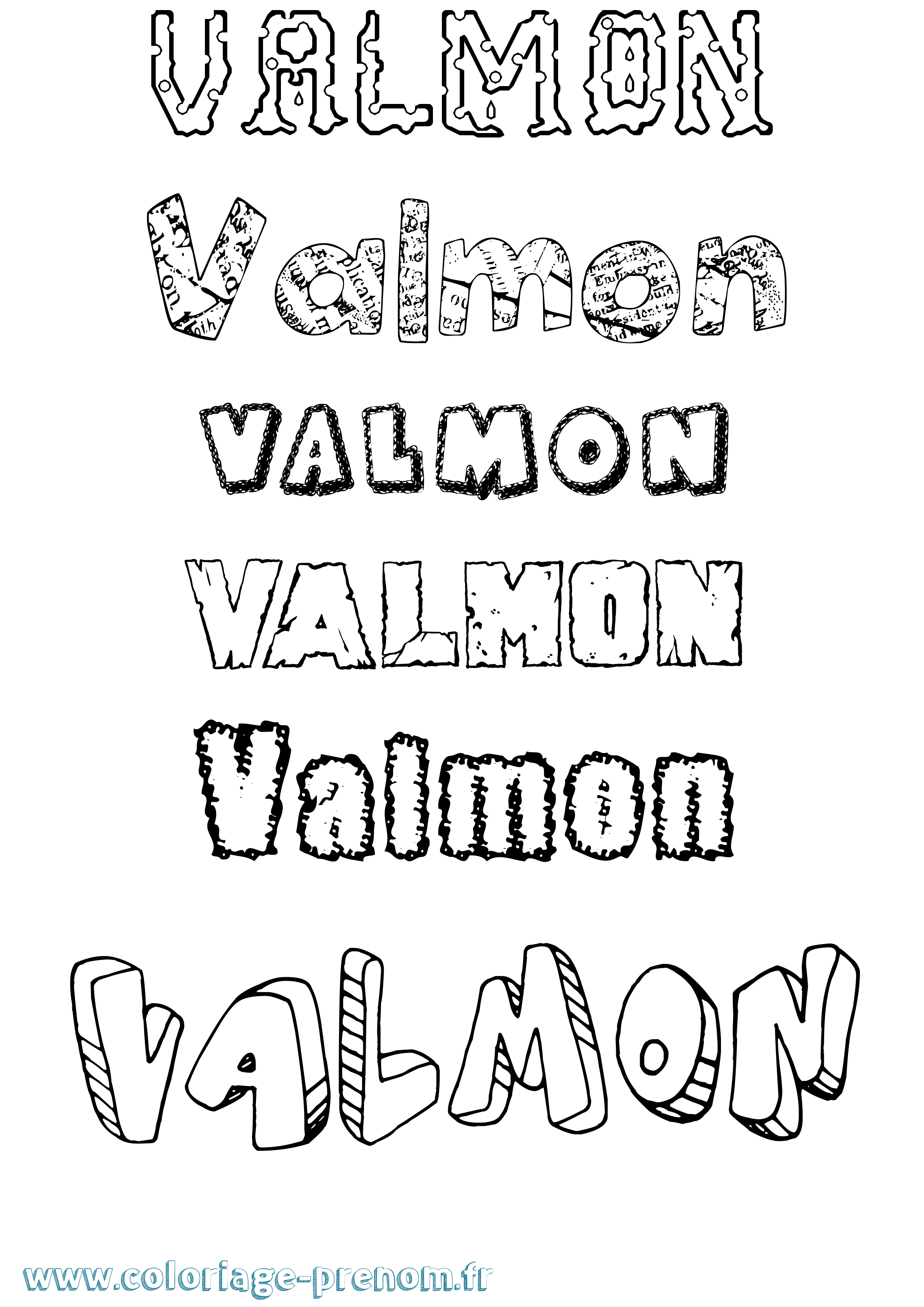 Coloriage prénom Valmon Destructuré