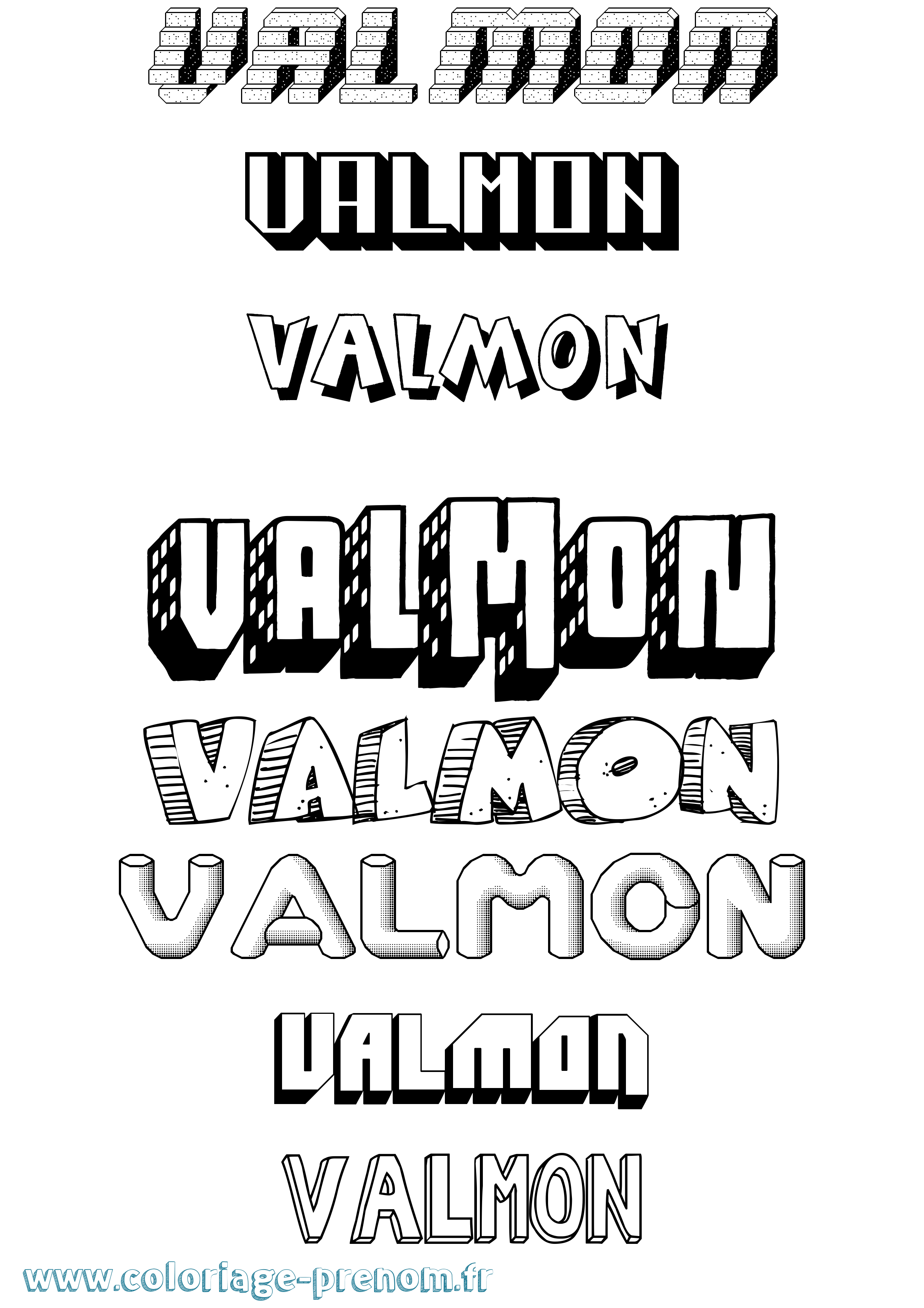 Coloriage prénom Valmon Effet 3D