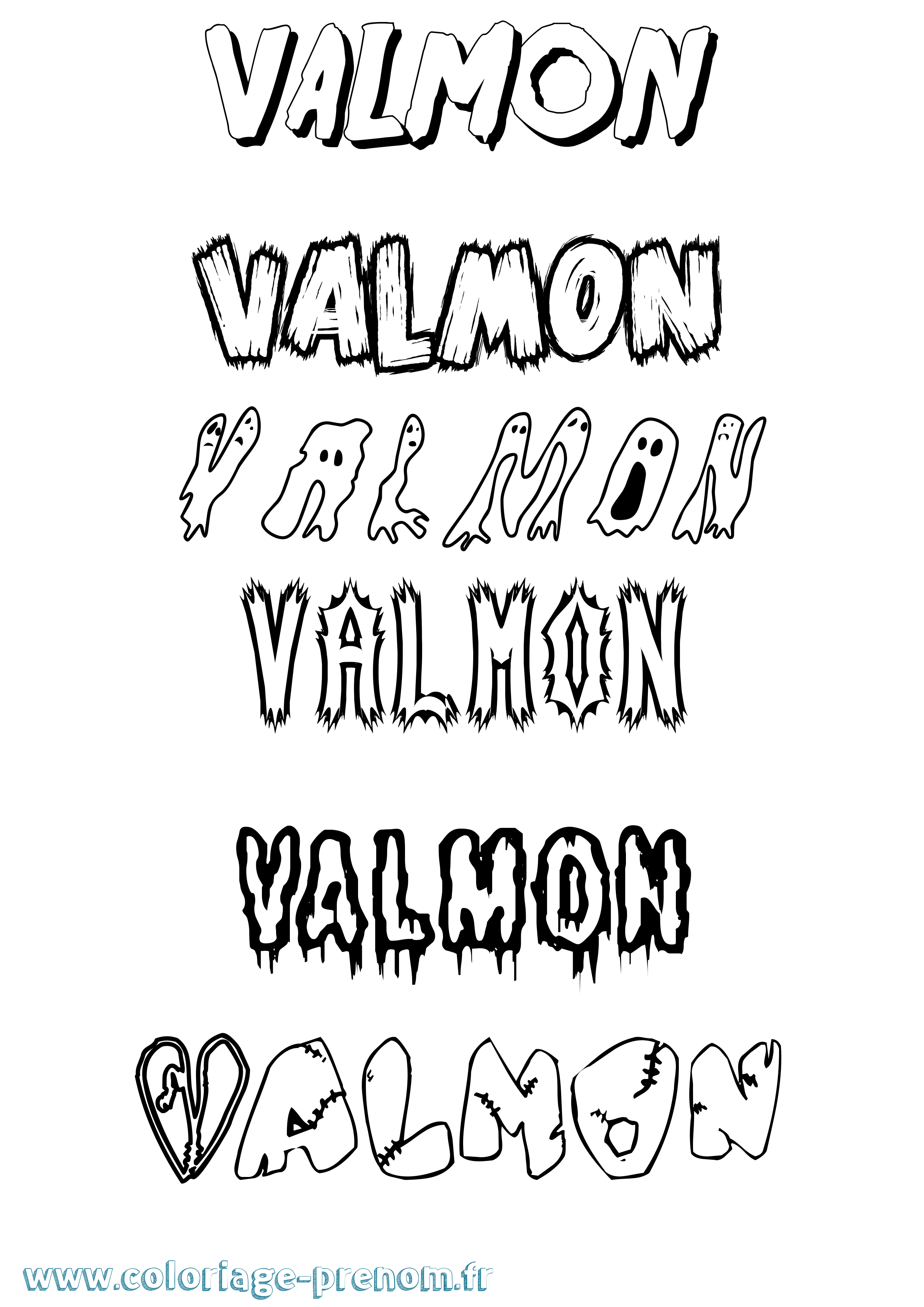 Coloriage prénom Valmon Frisson