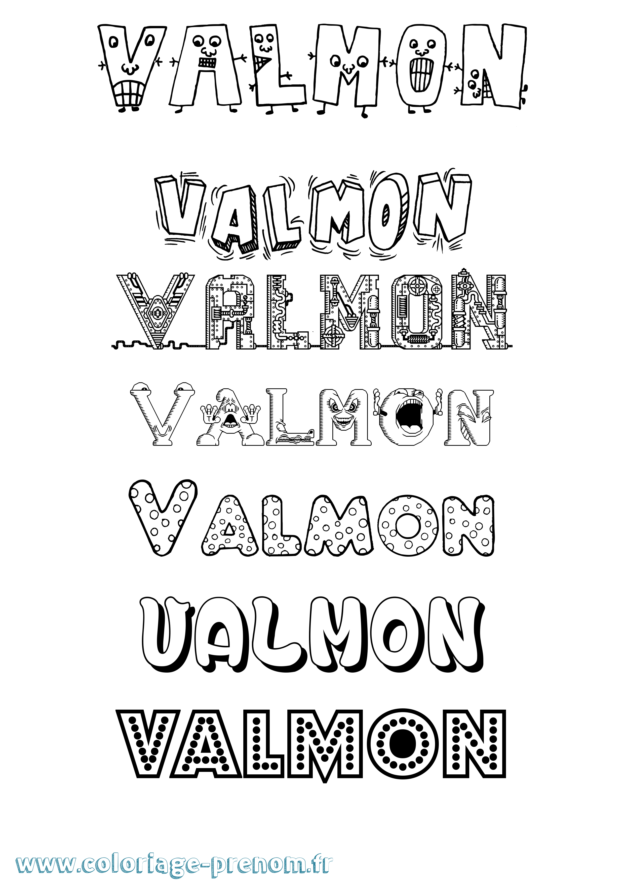 Coloriage prénom Valmon Fun