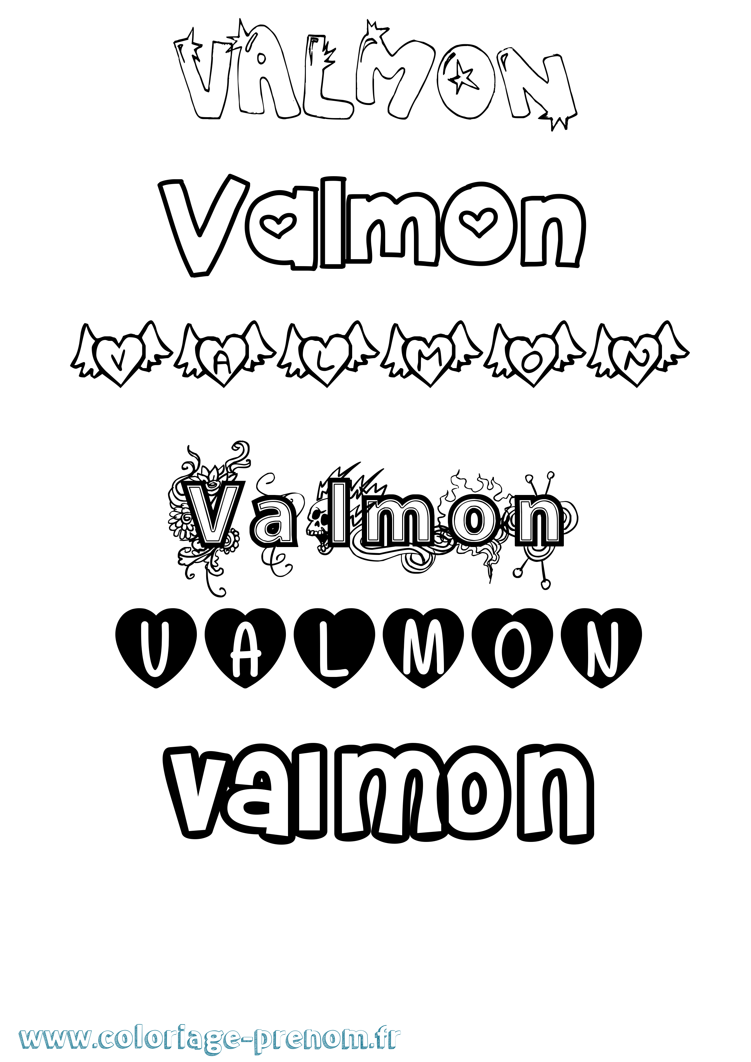 Coloriage prénom Valmon Girly